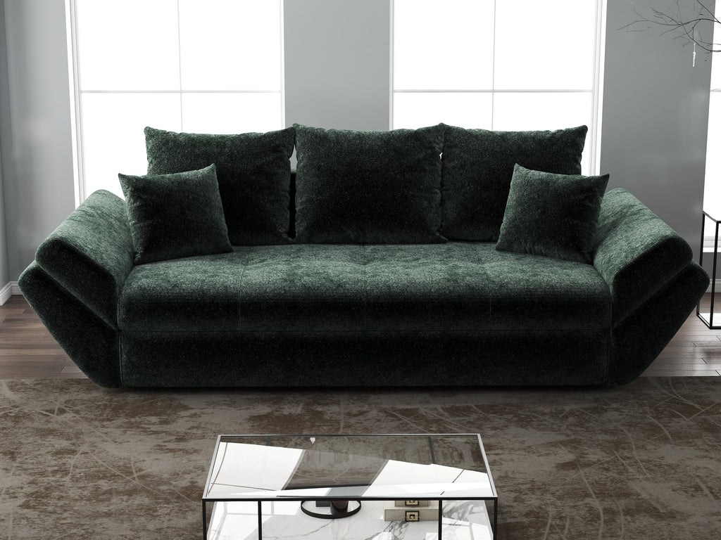 Canapea extensibilă dumonde cu ladă de depozitare si sezut confortabil din spuma high-density, Loana Euphoria Verde 250x100 cm