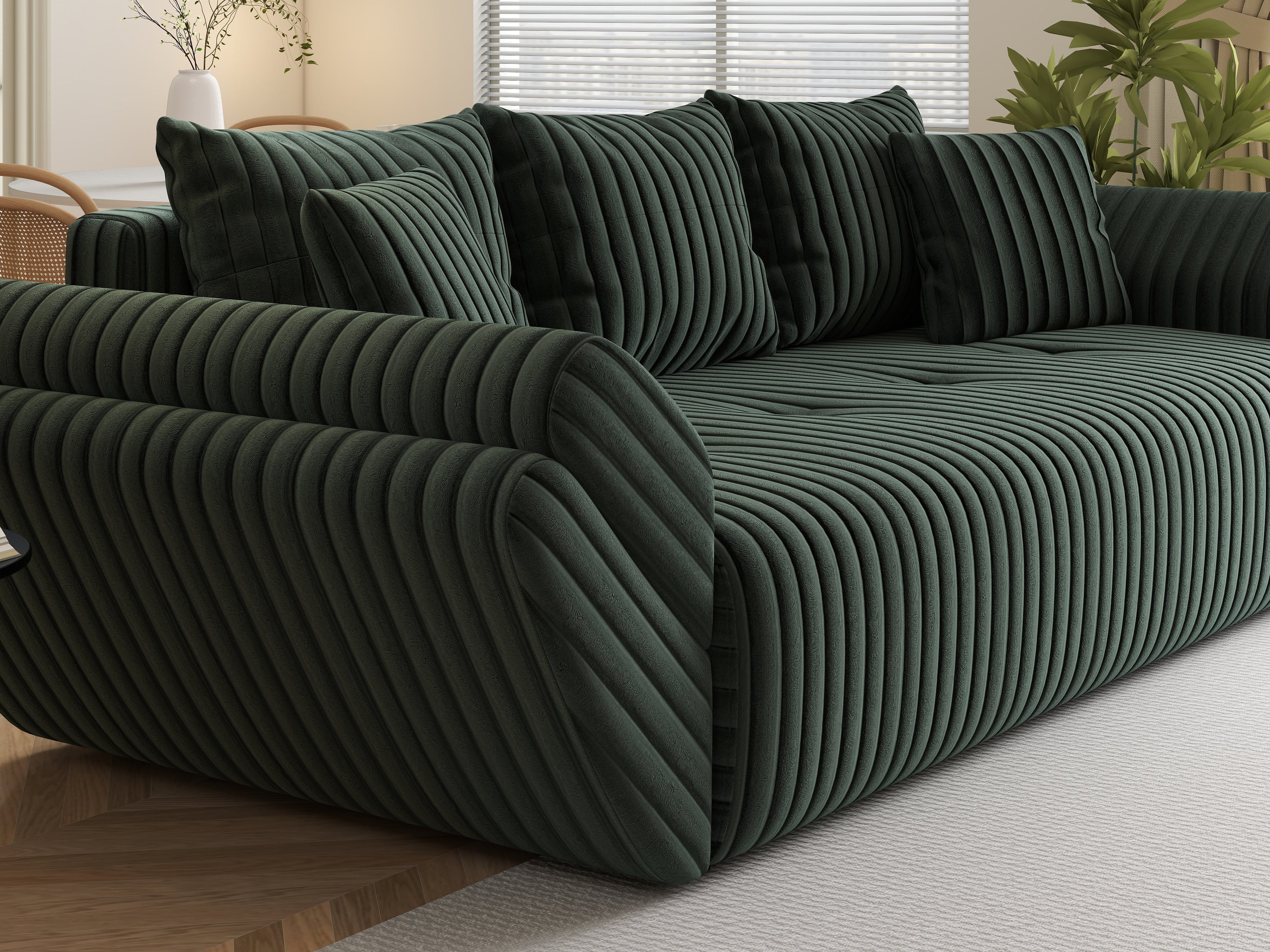Canapea extensibilă dumonde cu ladă de depozitare si sezut confortabil din spuma high-density, Berlin Ambience Green 250x100 cm