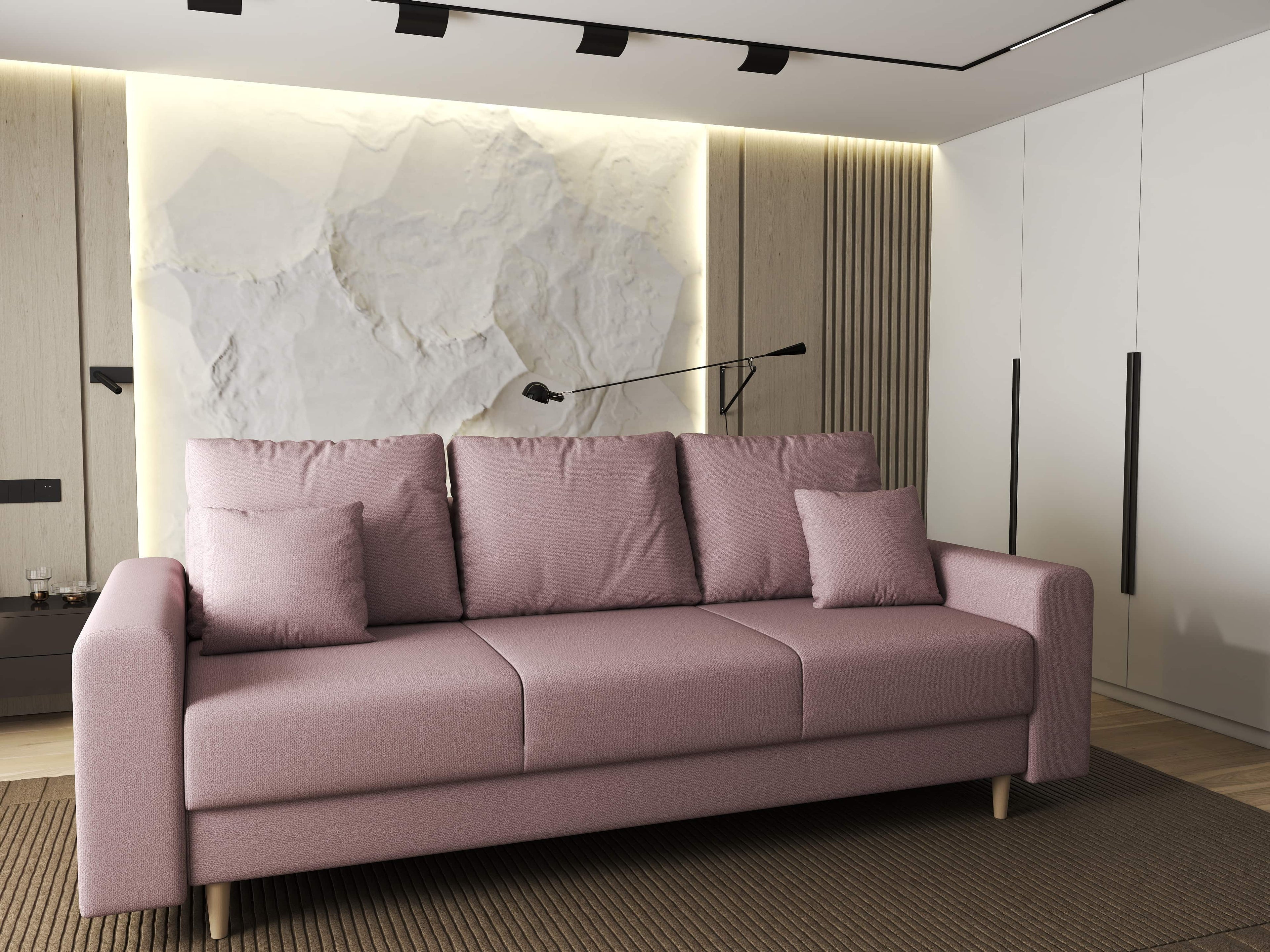 Canapea extensibilă dumonde cu ladă de depozitare si sezut confortabil din spuma high-density, Kronos Enjoy Flamingo 210x100 cm