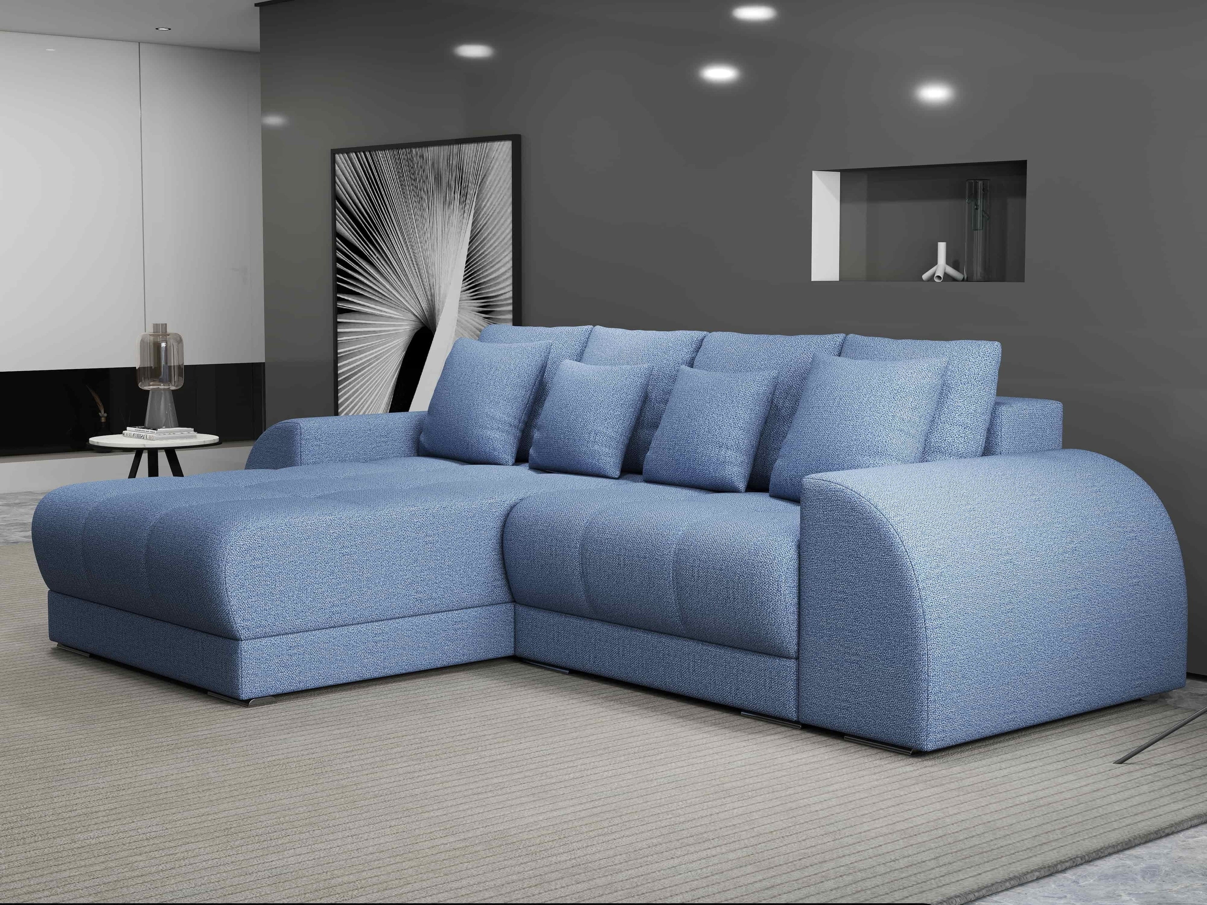 Colțar extensibil dumonde cu ladă de depozitare si sezut confortabil din spuma high-density, Verona Enjoy Albastru 290x185 cm