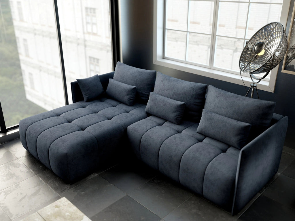 Colțar extensibil dumonde cu ladă de depozitare si sezut confortabil din spuma high-density, Malta Enjoy Antracit 235x185 cm