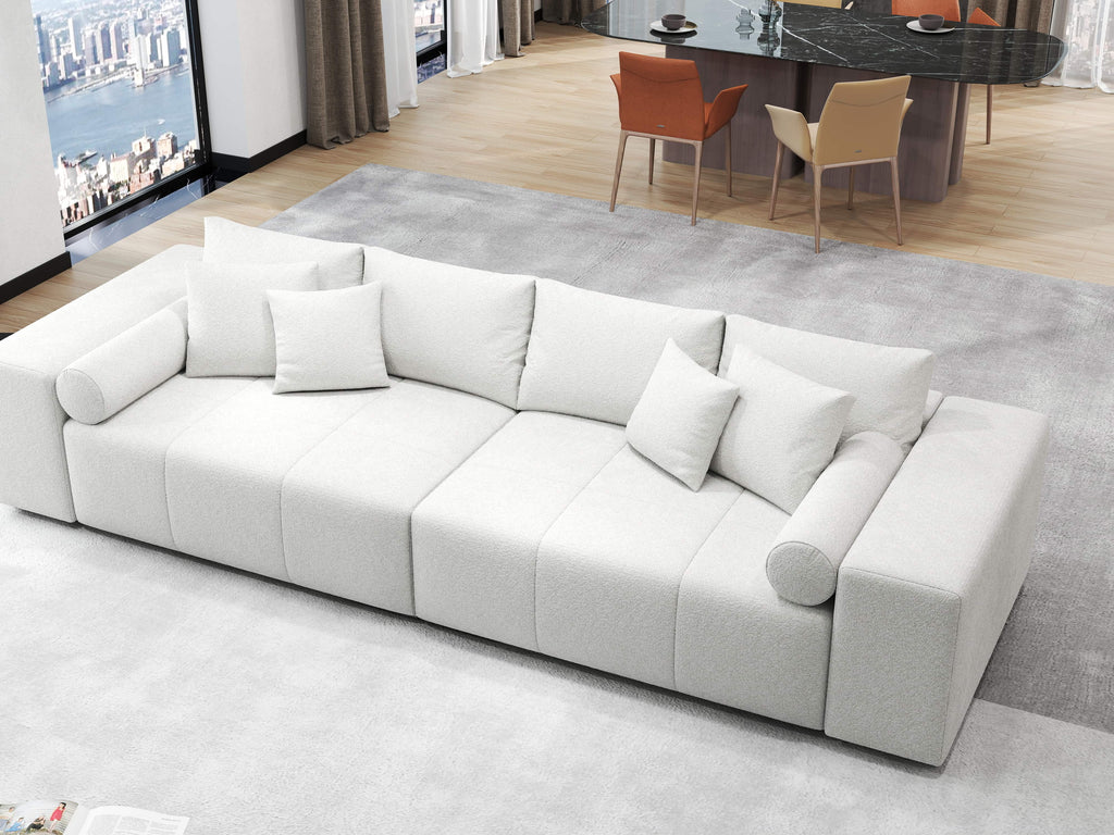 Canapea extensibilă dumonde cu ladă de depozitare si sezut confortabil din spuma high-density, Marbela Euphoria Ivory XXL 295x100 cm