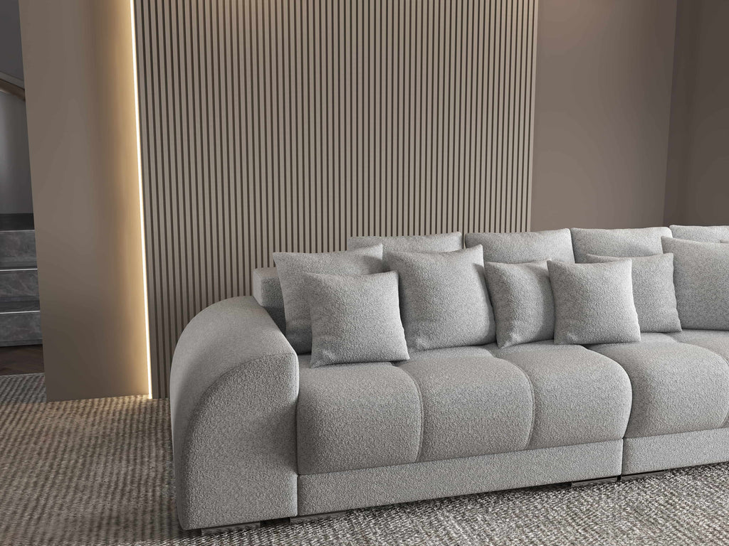 Canapea extensibilă dumonde cu 2 lăzi de depozitare si sezut confortabil din spuma high-density, Verona Euphoria Dove 310x100 cm