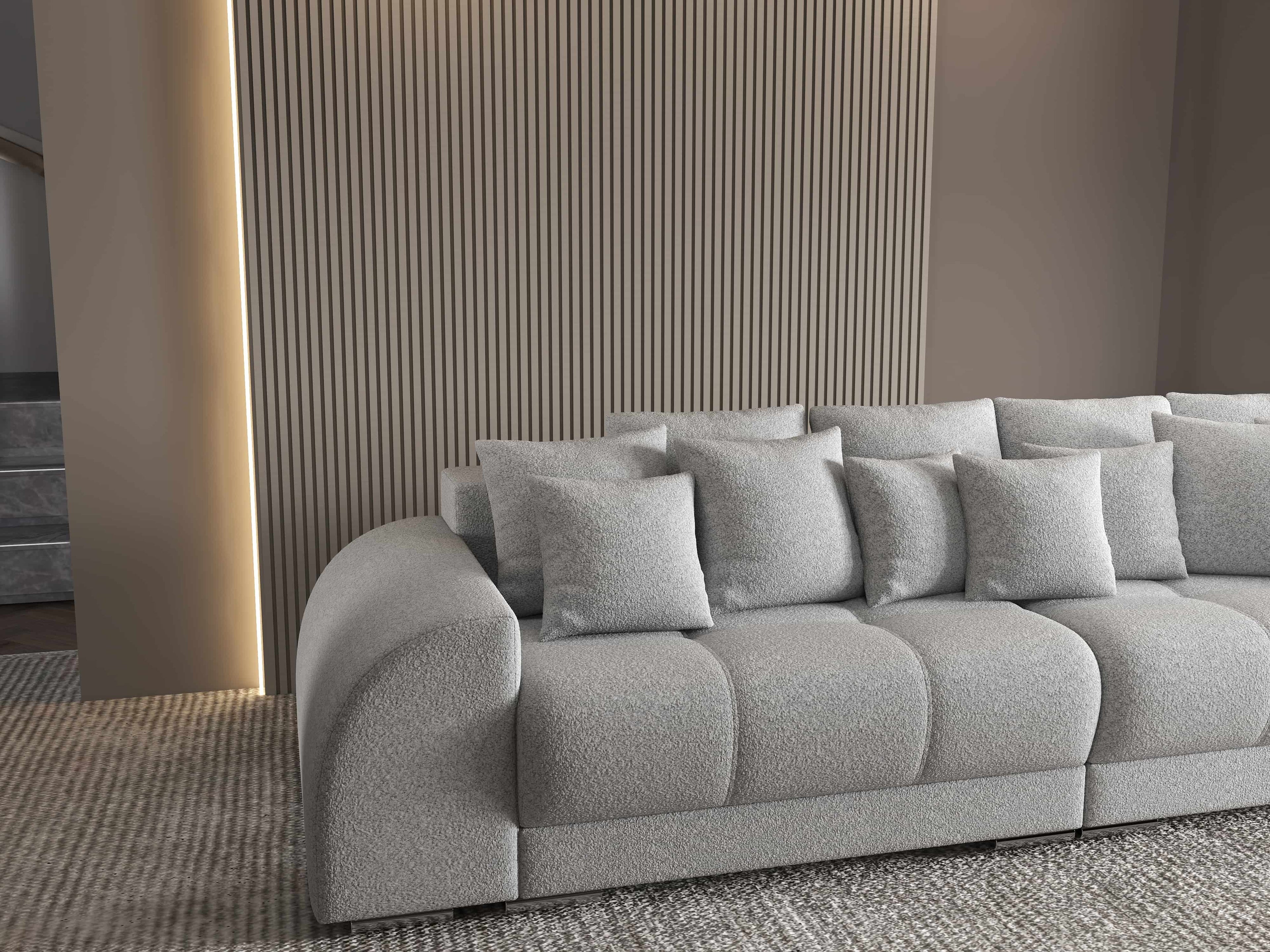 Canapea extensibilă dumonde cu 2 lăzi de depozitare si sezut confortabil din spuma high-density, Verona Euphoria Dove 310x100 cm