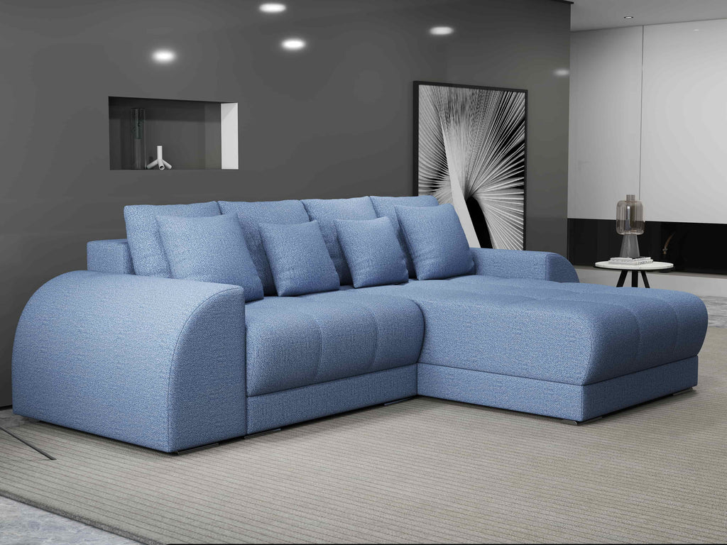 Colțar extensibil dumonde cu ladă de depozitare si sezut confortabil din spuma high-density, Verona Enjoy Albastru II 290x185 cm