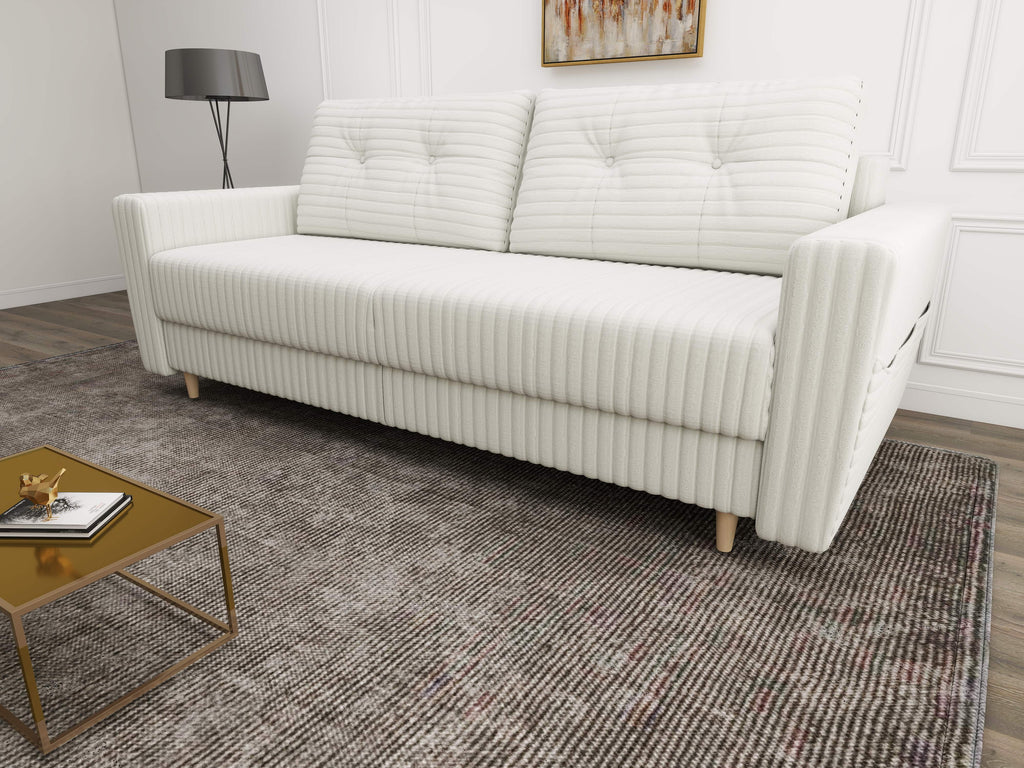 Canapea extensibilă dumonde cu ladă de depozitare si sezut confortabil din spuma high-density, Summer Ambience Ivory 225x100 cm