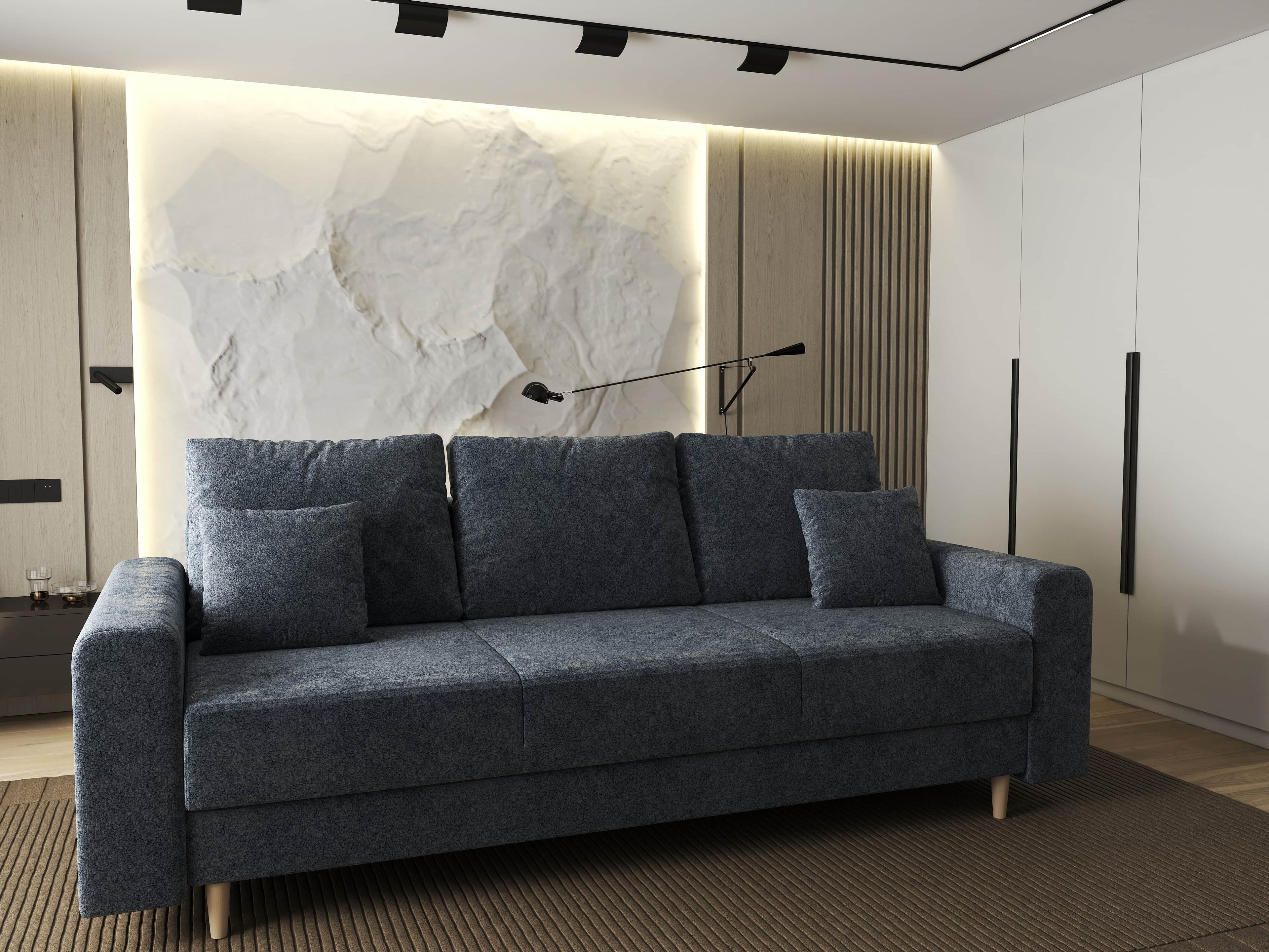 Canapea extensibilă dumonde cu ladă de depozitare si sezut confortabil din spuma high-density, Kronos Euphoria Grafit 210x100 cm
