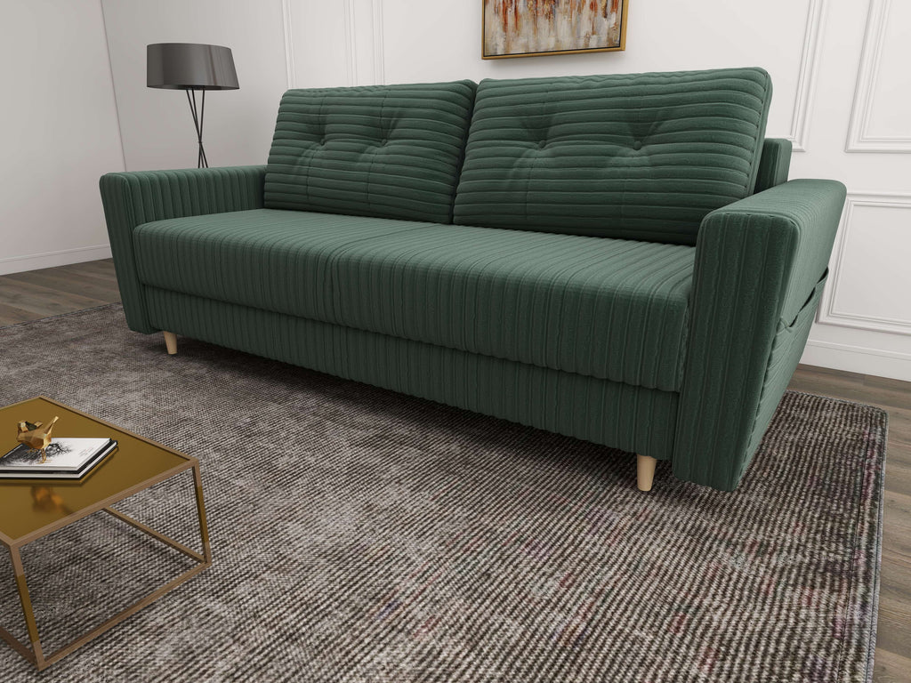 Canapea extensibilă dumonde cu ladă de depozitare si sezut confortabil din spuma high-density, Summer Ambience Verde 225x100 cm