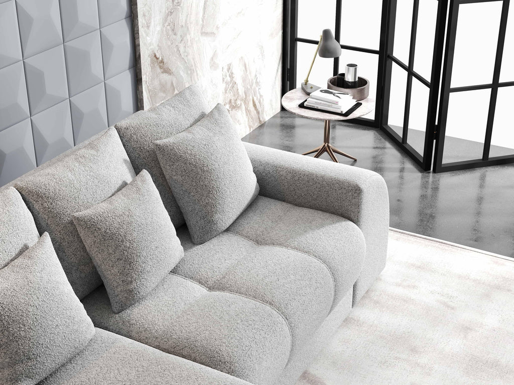 Colțar extensibil dumonde cu ladă de depozitare si sezut confortabil din spuma high-density, Verona Euphoria Dove 290x185 cm