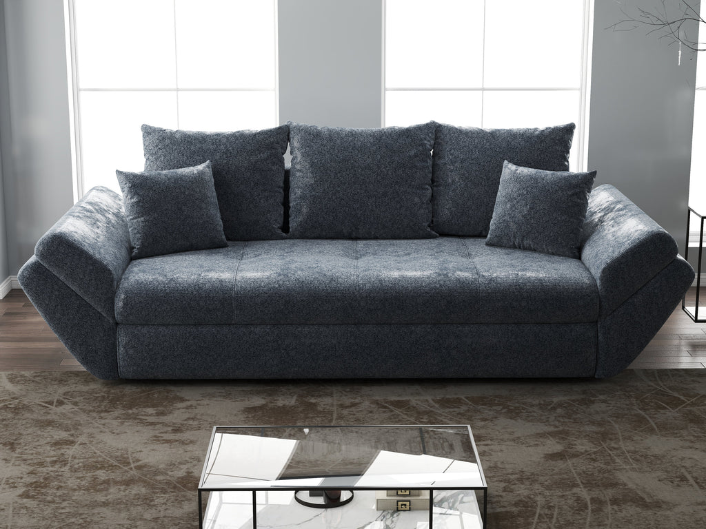 Canapea extensibilă dumonde cu ladă de depozitare si sezut confortabil din spuma high-density, Loana Euphoria Grafit 250x100 cm