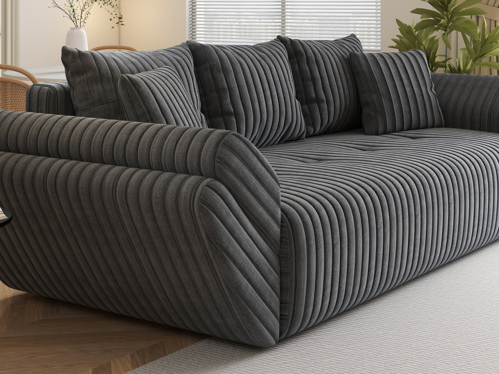 Canapea extensibilă dumonde cu ladă de depozitare si sezut confortabil din spuma high-density, Berlin Ambience Grey 250x100 cm