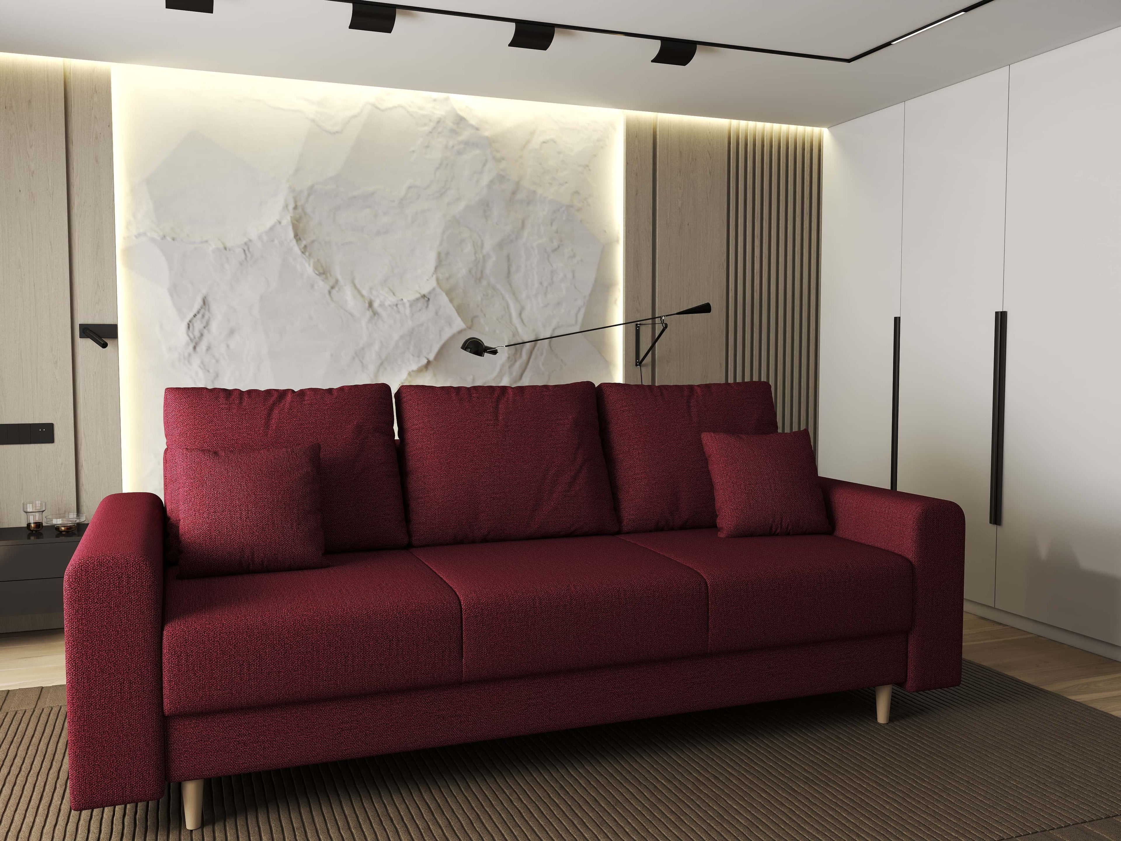 Canapea extensibilă dumonde cu ladă de depozitare si sezut confortabil din spuma high-density, Kronos Enjoy Rosu 210x100 cm