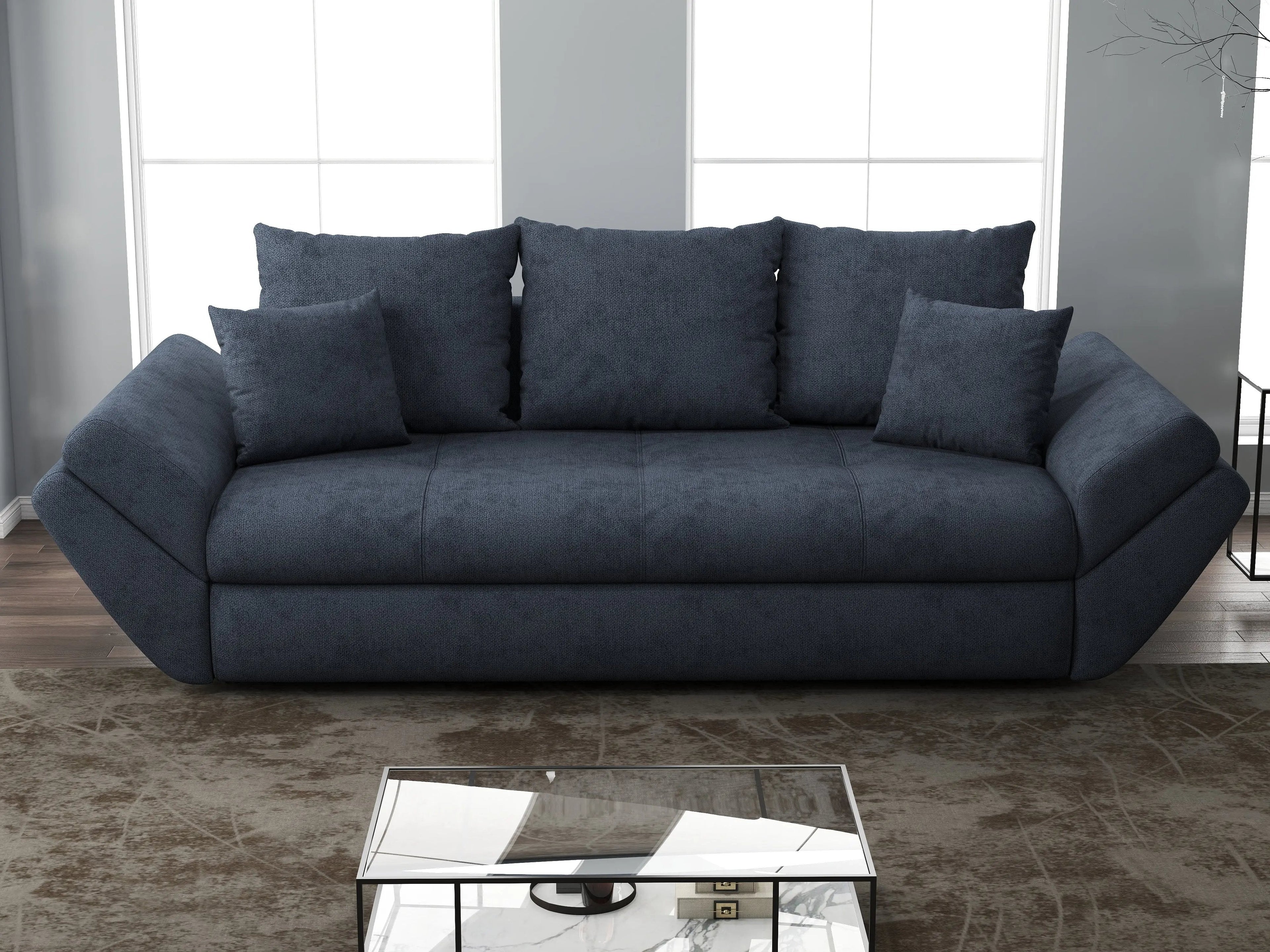 Canapea extensibilă dumonde cu ladă de depozitare si sezut confortabil din spuma high-density, Loana Enjoy Antracit 250x100 cm
