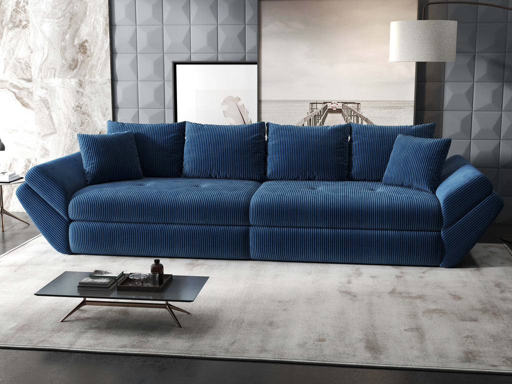 Canapea extensibilă dumonde cu ladă de depozitare si sezut confortabil din spuma high-density, Loana Zoom Albastru 300x100 cm