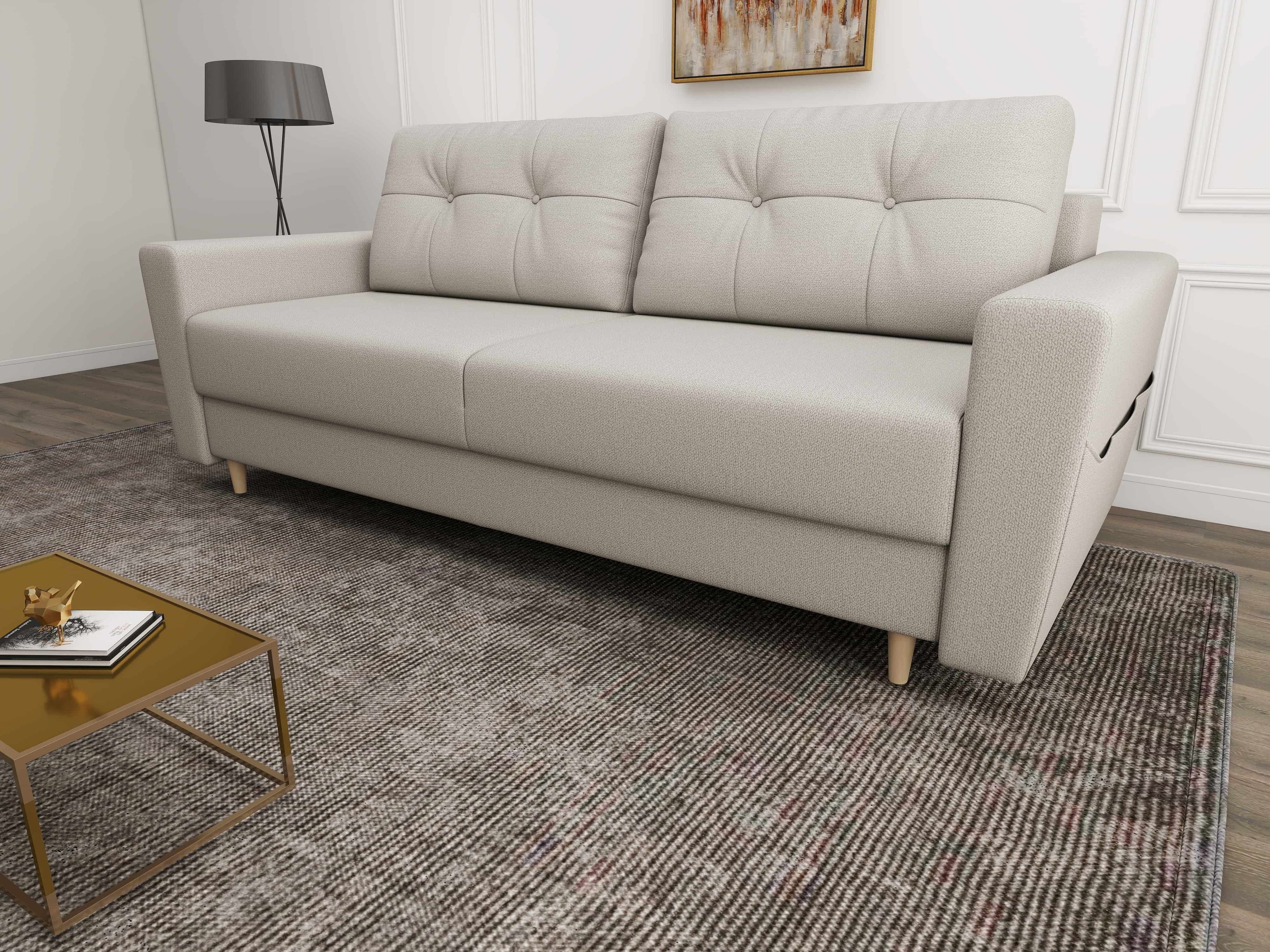 Canapea extensibilă dumonde cu ladă de depozitare si sezut confortabil din spuma high-density, Summer Enjoy Bej 225x100 cm