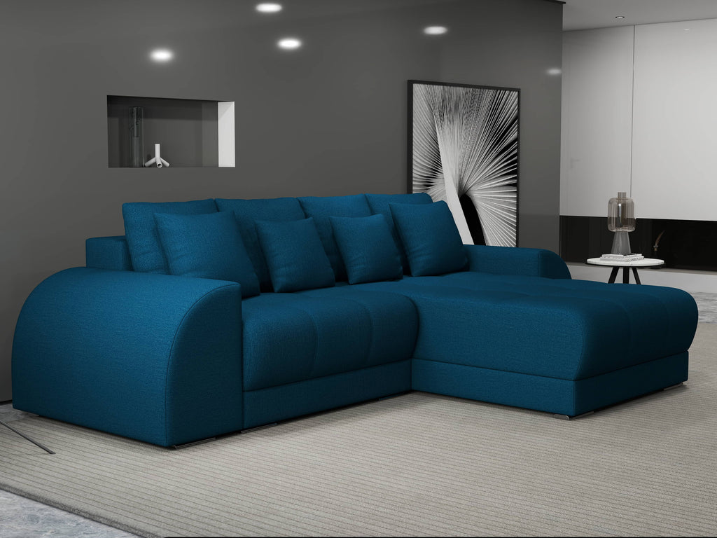 Colțar extensibil dumonde cu ladă de depozitare si sezut confortabil din spuma high-density, Verona Enjoy Petrol II 290x185 cm