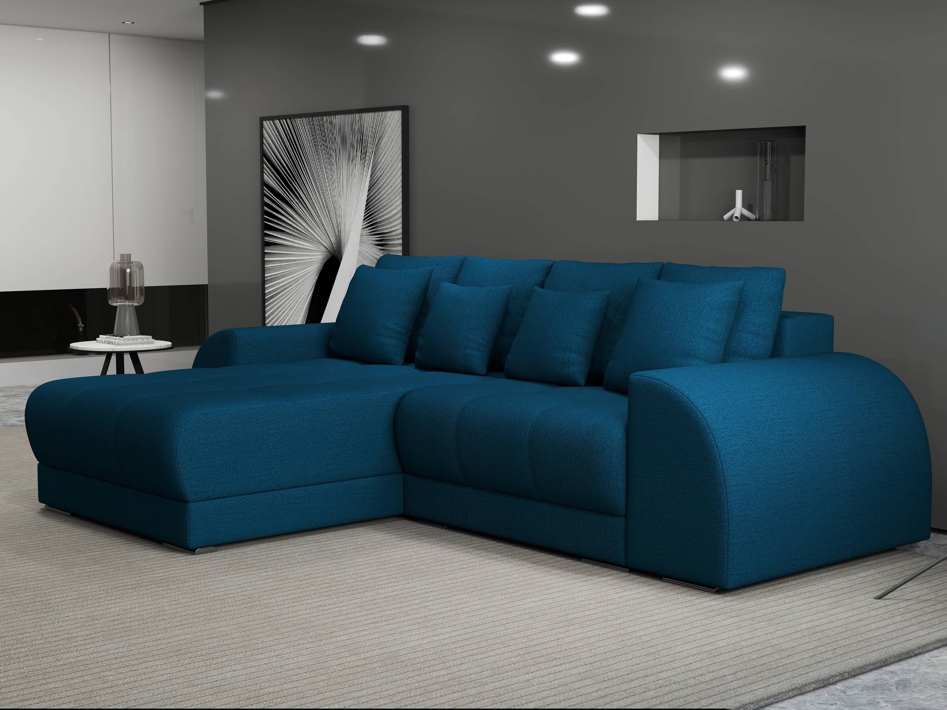 Colțar extensibil dumonde cu ladă de depozitare si sezut confortabil din spuma high-density, Verona Enjoy Petrol 290x185 cm