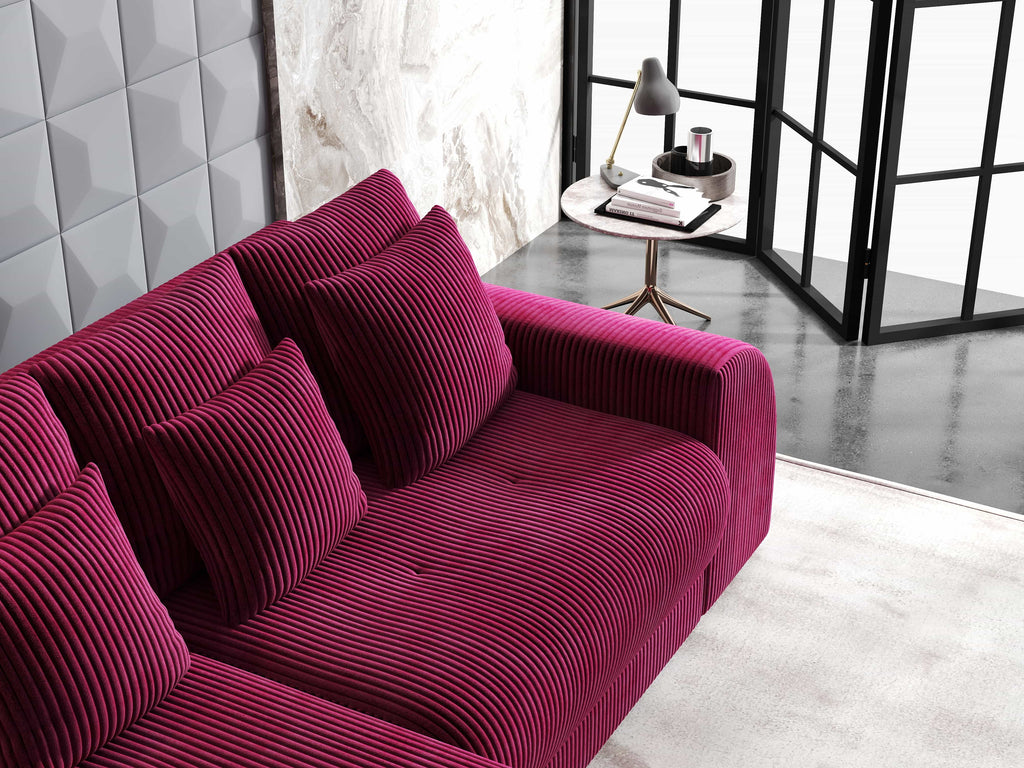 Colțar extensibil dumonde cu ladă de depozitare si sezut confortabil din spuma high-density, Verona Zoom Rosu 290x185 cm