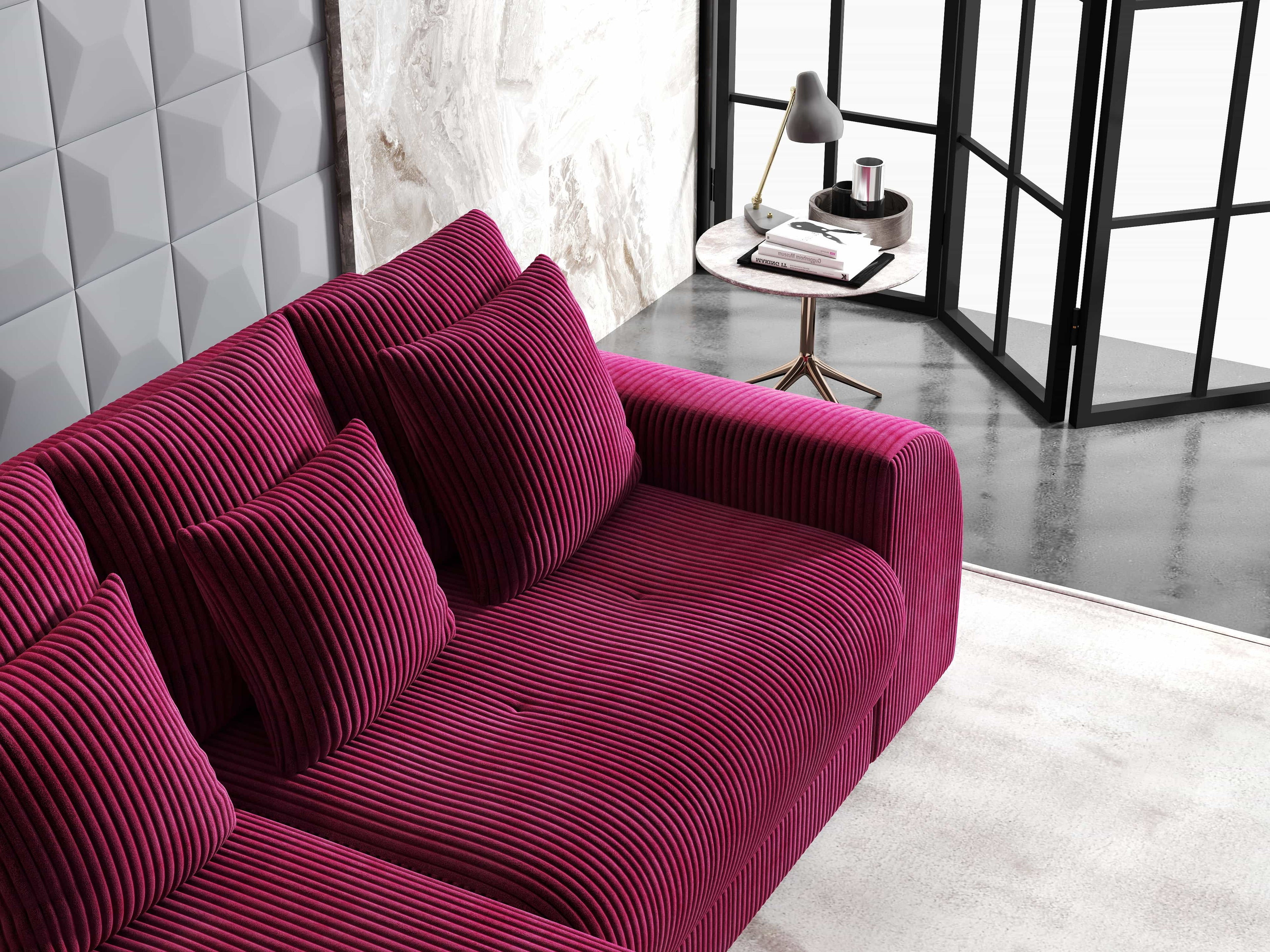 Colțar extensibil dumonde cu ladă de depozitare si sezut confortabil din spuma high-density, Verona Zoom Rosu 290x185 cm