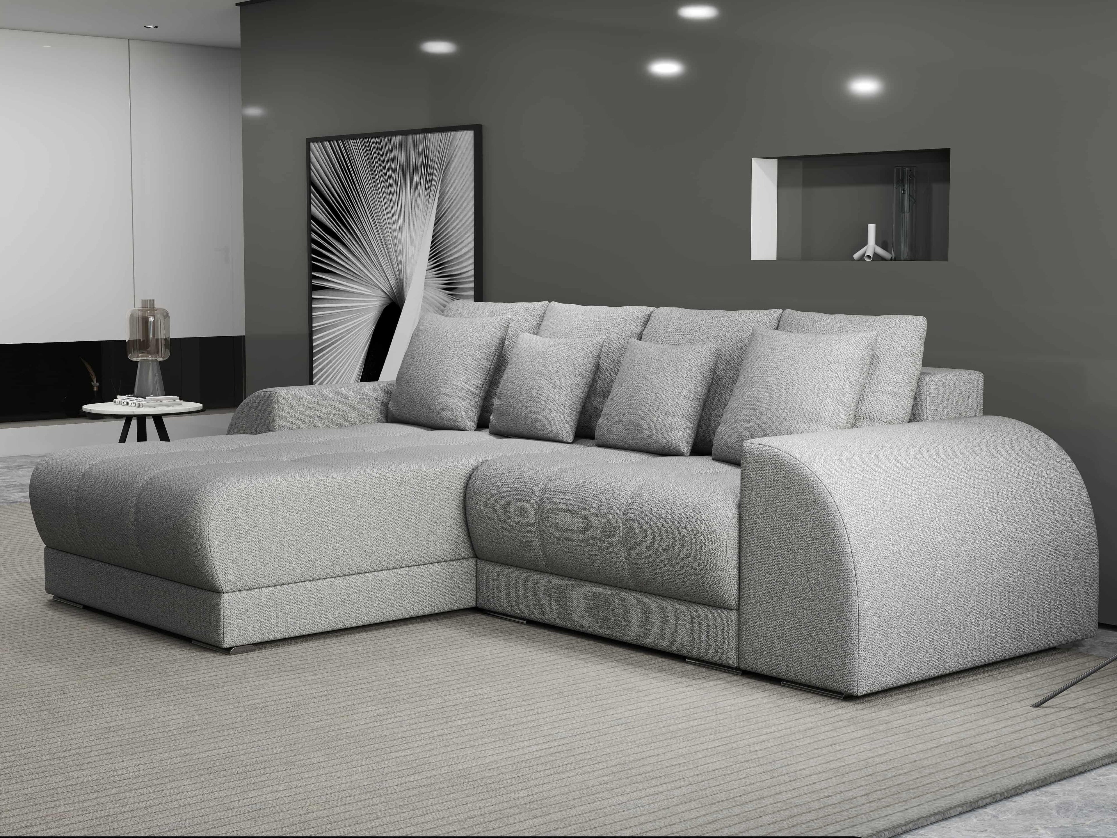 Colțar extensibil dumonde cu ladă de depozitare si sezut confortabil din spuma high-density, Verona Enjoy Gri 290x185 cm