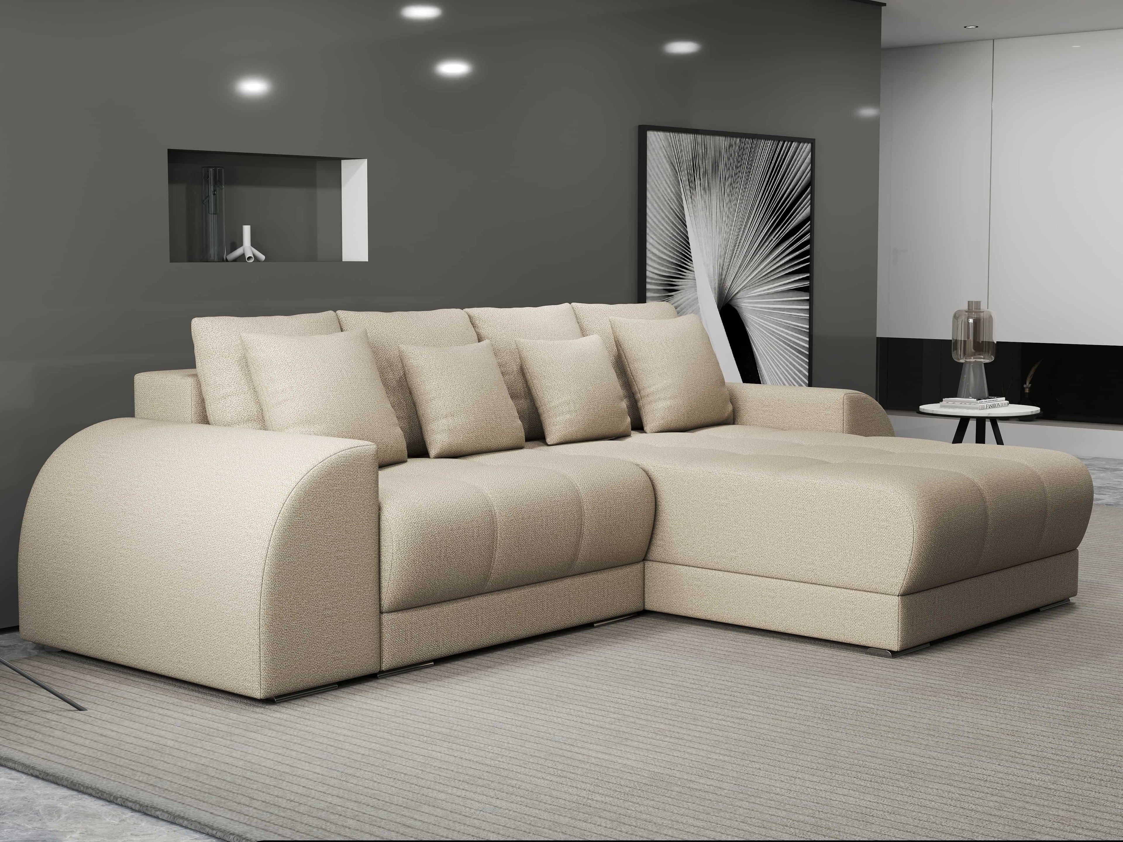 Colțar extensibil dumonde cu ladă de depozitare si sezut confortabil din spuma high-density, Verona Enjoy Camel II 290x185 cm