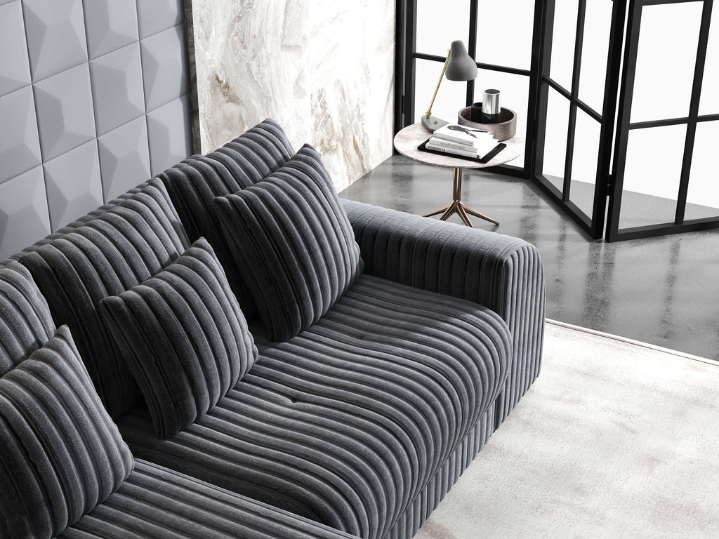 Colțar extensibil dumonde cu ladă de depozitare si sezut confortabil din spuma high-density, Verona Ambience Gri 290x185 cm