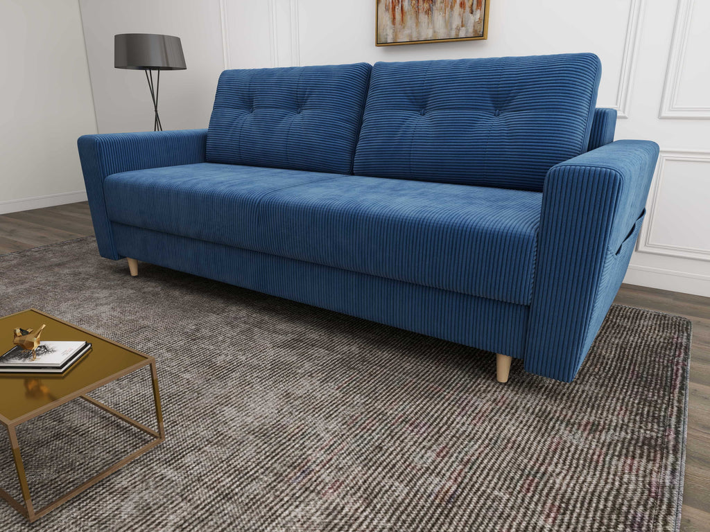 Canapea extensibilă dumonde cu ladă de depozitare si sezut confortabil din spuma high-density, Summer Zoom Albastru 225x100 cm