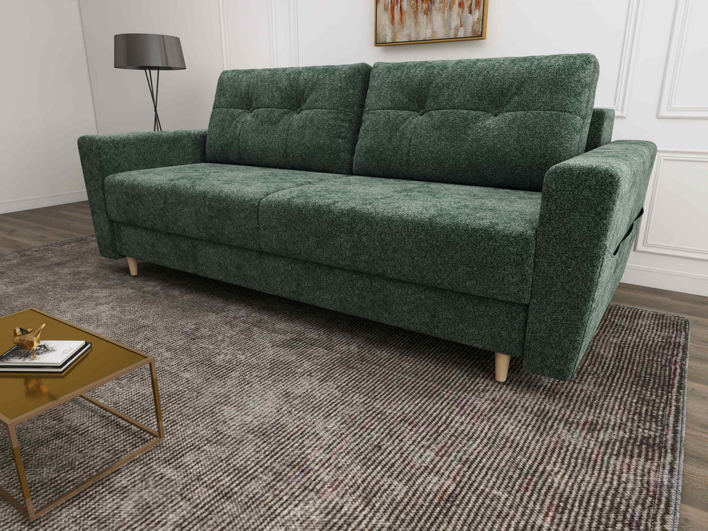 Canapea extensibilă dumonde cu ladă de depozitare si sezut confortabil din spuma high-density, Summer Euphoria Verde 225x100 cm