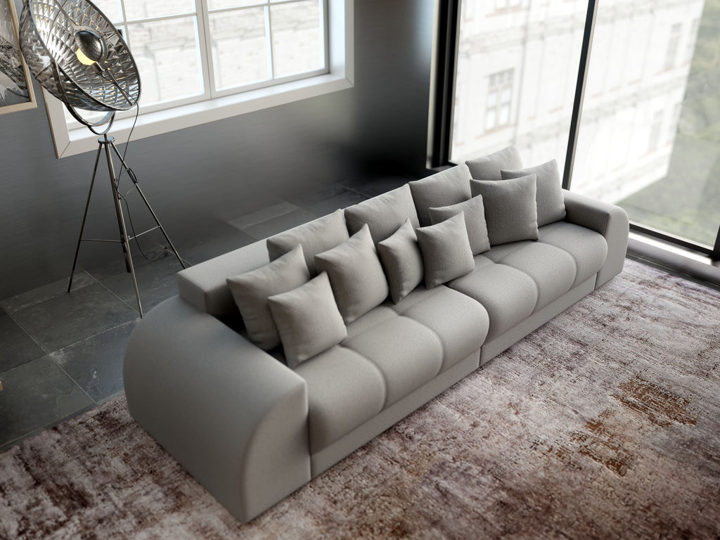 Canapea extensibilă dumonde cu 2 lăzi de depozitare si sezut confortabil din spuma high-density, Verona Enjoy Silver 310x100 cm