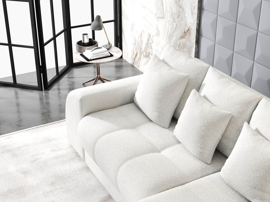Colțar extensibil dumonde cu ladă de depozitare si sezut confortabil din spuma high-density, Verona Euphoria Ivory II 290x185 cm
