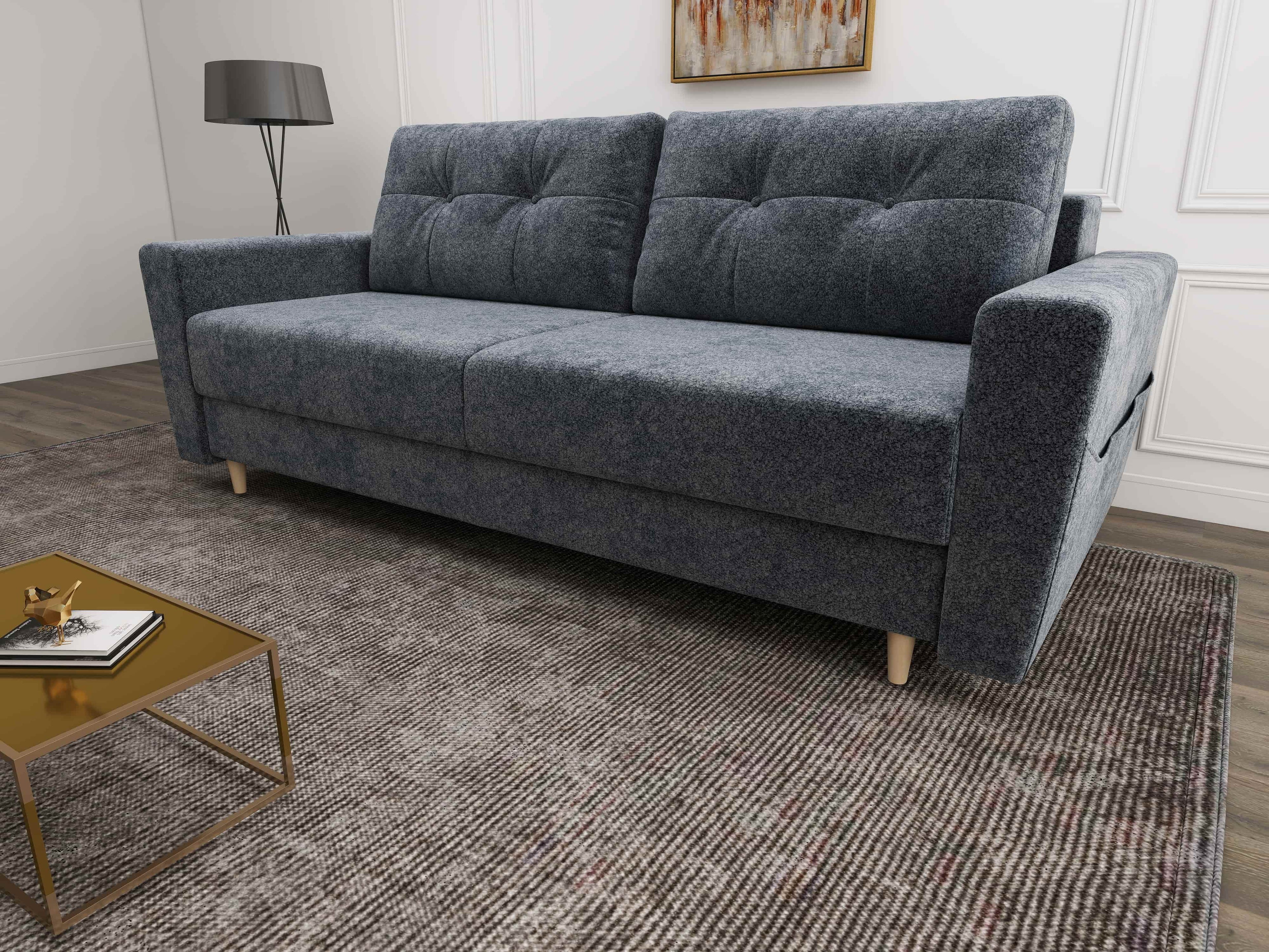 Canapea extensibilă dumonde cu ladă de depozitare si sezut confortabil din spuma high-density, Summer Euphoria Grafit 225x100 cm