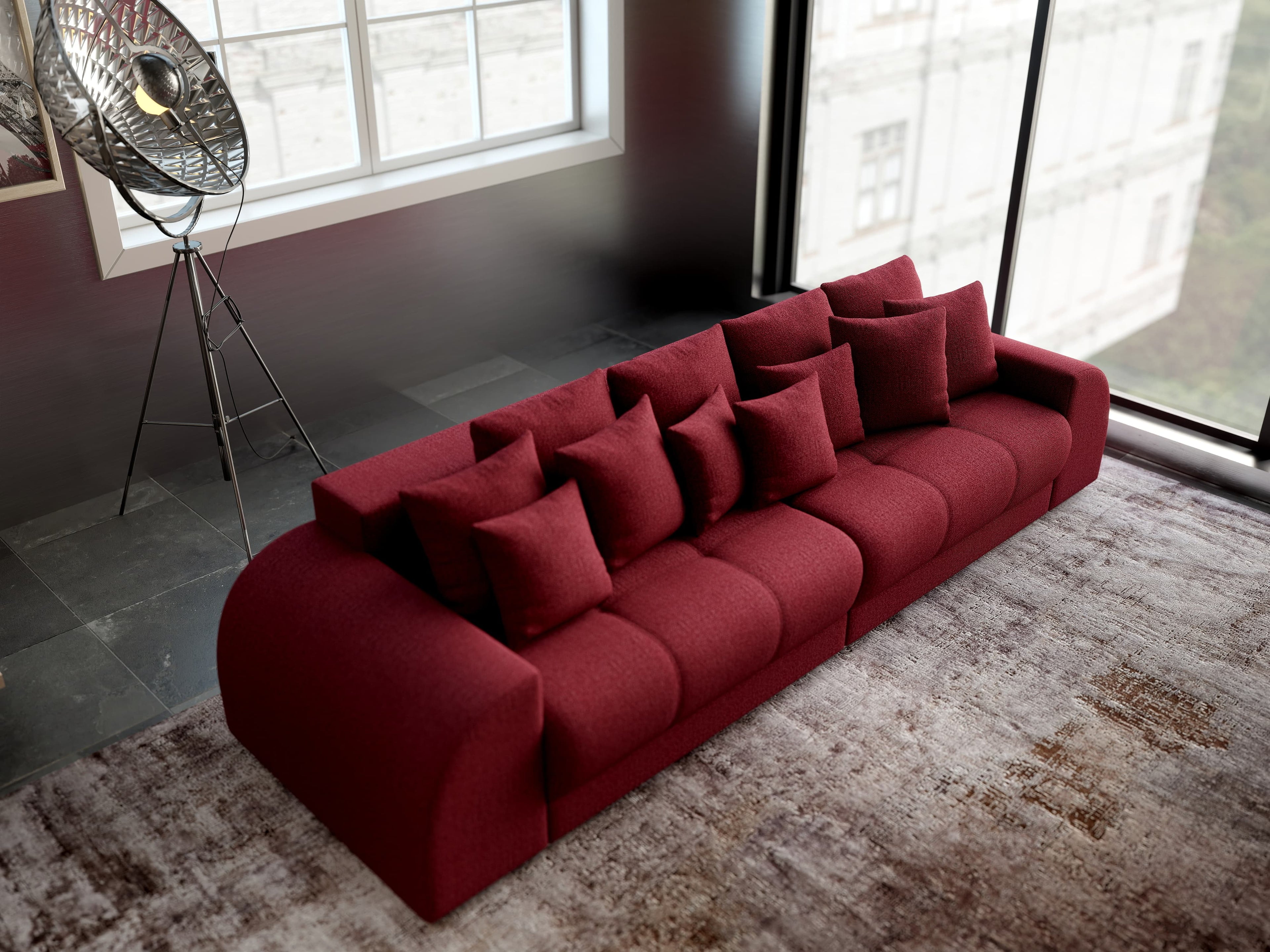 Canapea extensibilă dumonde cu 2 lăzi de depozitare si sezut confortabil din spuma high-density, Verona Enjoy Red 310x100 cm