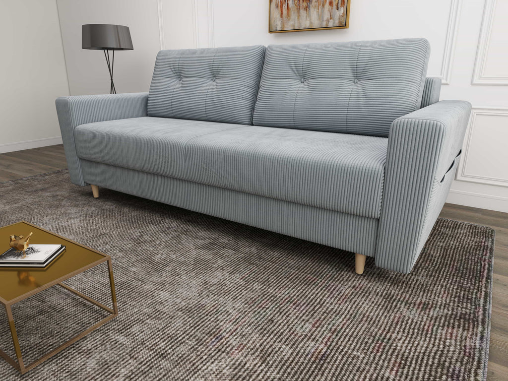 Canapea extensibilă dumonde cu ladă de depozitare si sezut confortabil din spuma high-density, Summer Zoom Grey 225x100 cm
