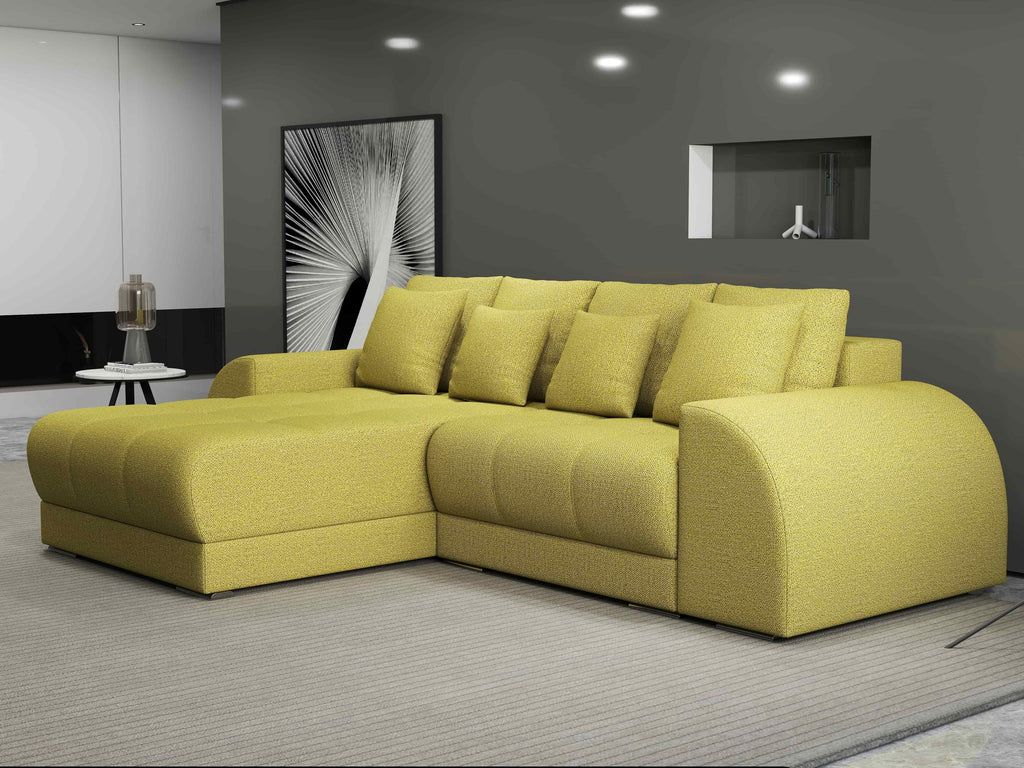 Colțar extensibil dumonde cu ladă de depozitare si sezut confortabil din spuma high-density, Verona Enjoy Verde 290x185 cm