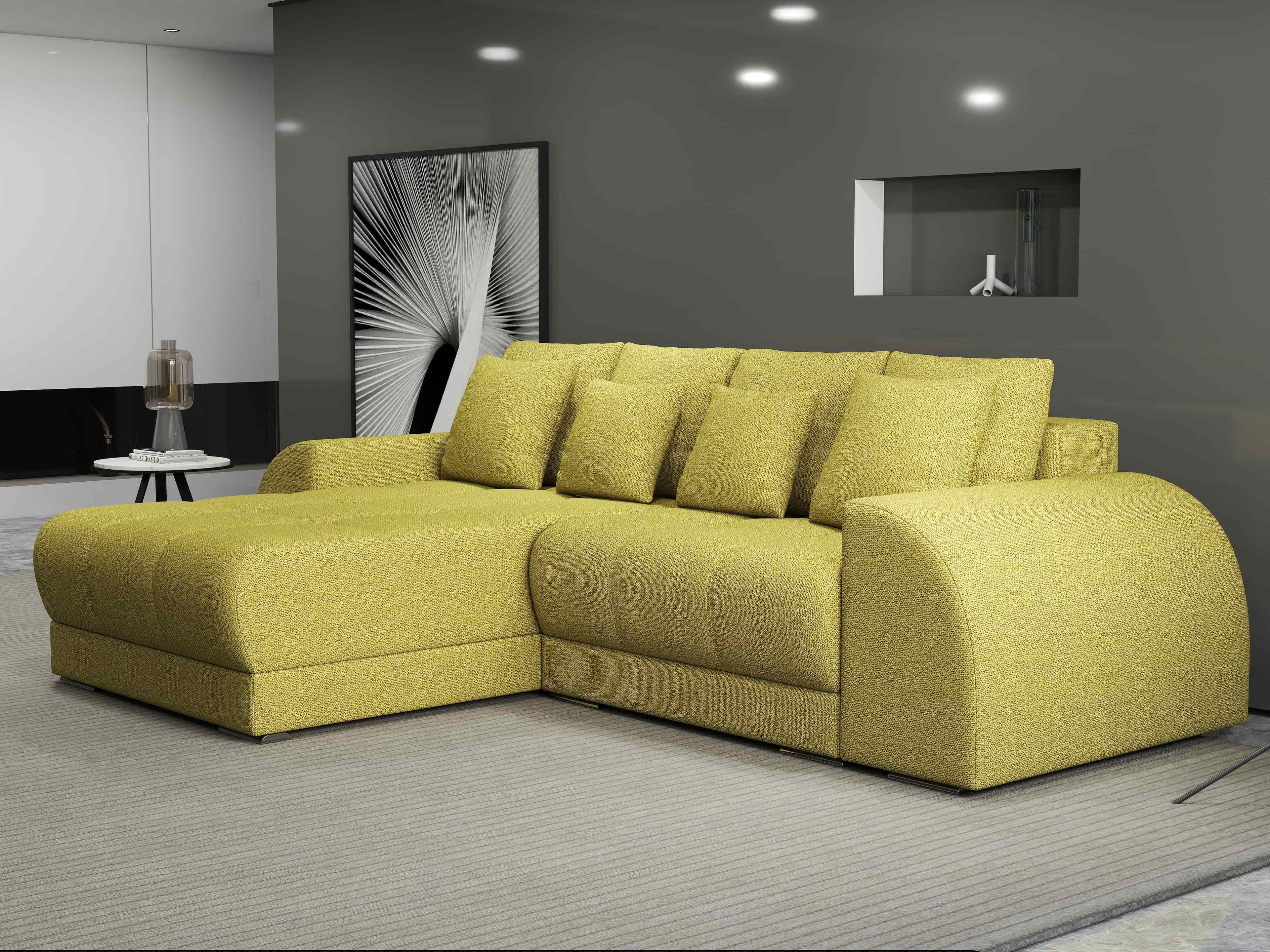 Colțar extensibil dumonde cu ladă de depozitare si sezut confortabil din spuma high-density, Verona Enjoy Verde 290x185 cm