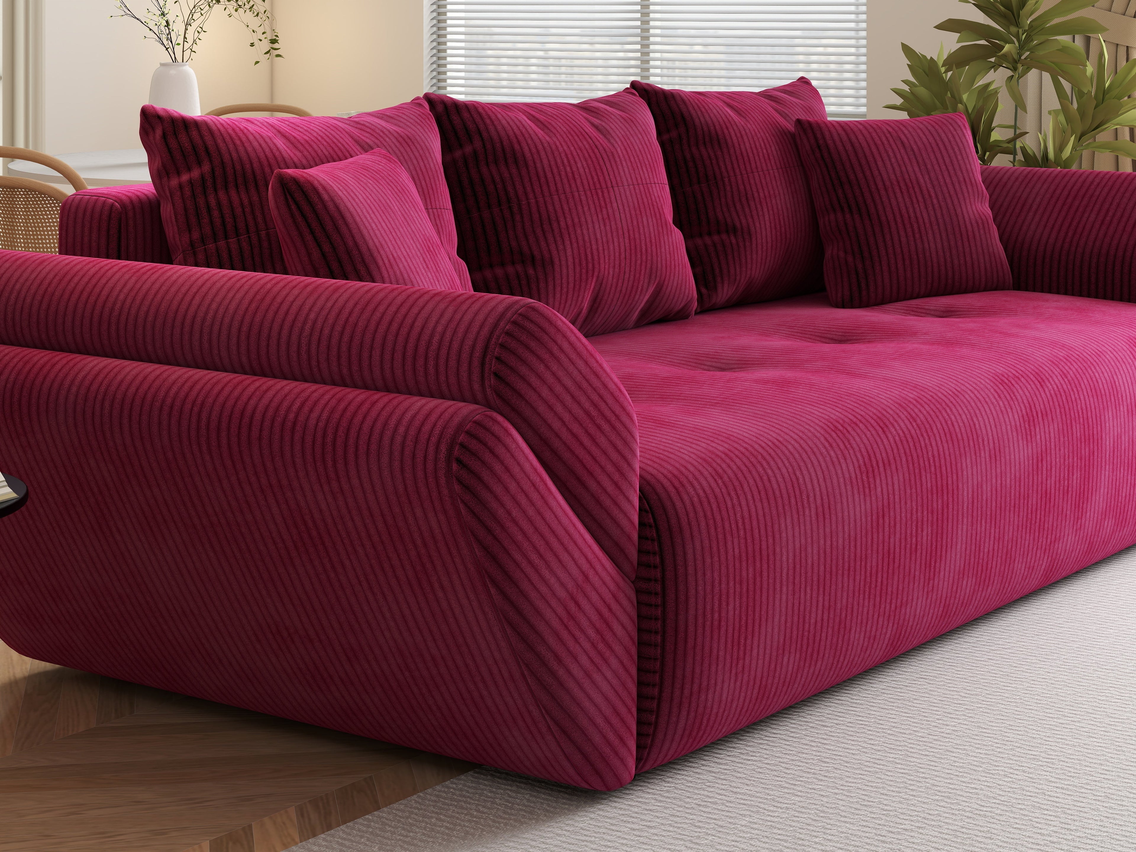 Canapea extensibilă dumonde cu ladă de depozitare si sezut confortabil din spuma high-density, Berlin Zoom Red 250x100 cm