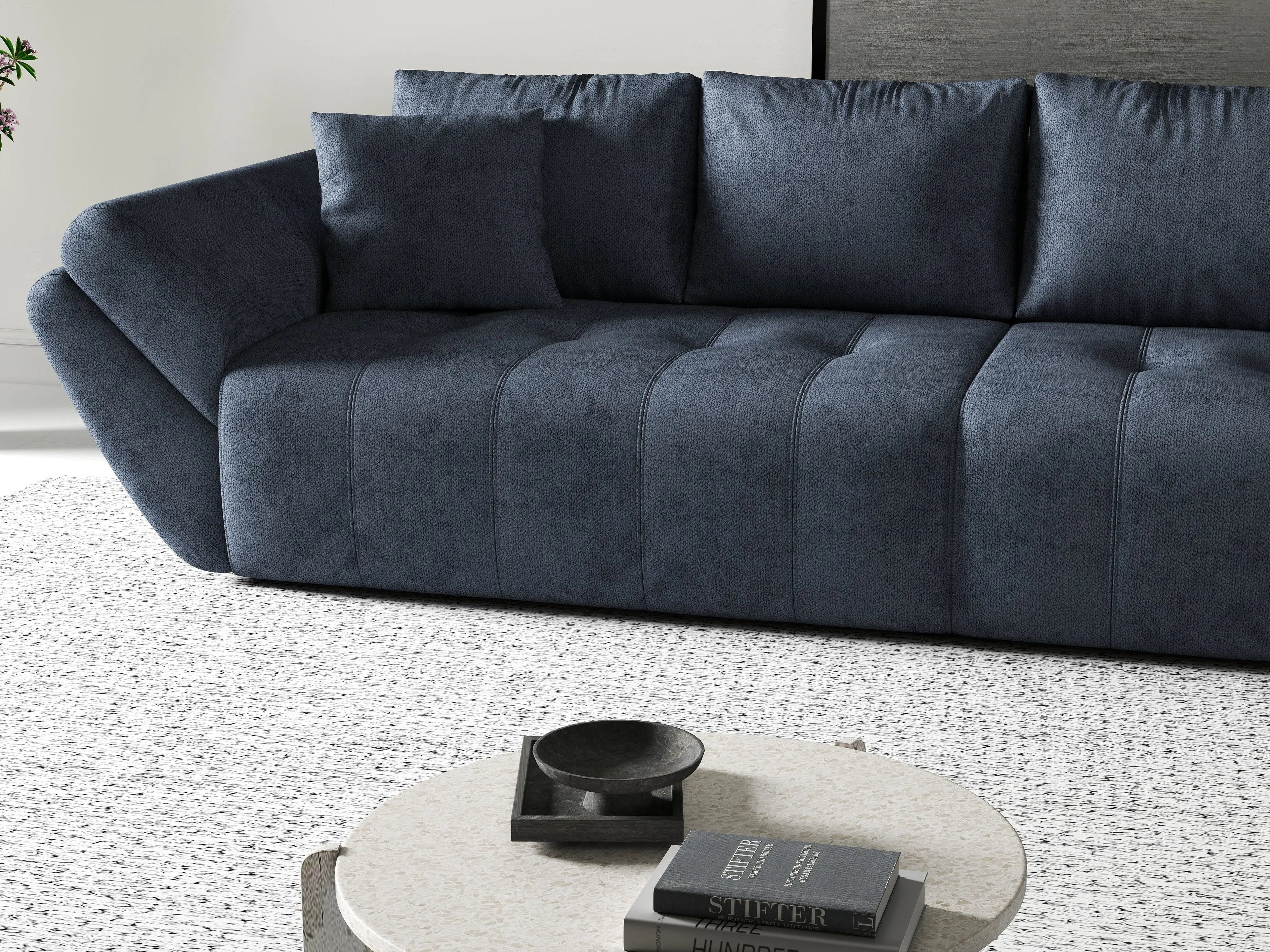 Canapea extensibilă dumonde cu ladă de depozitare si sezut confortabil din spuma high-density, Berlin Antracit 300x100 cm