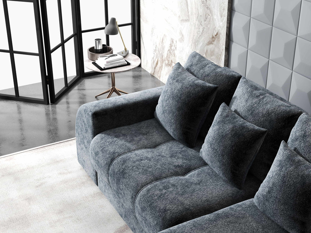 Colțar extensibil dumonde cu ladă de depozitare si sezut confortabil din spuma high-density, Verona Euphoria Grafit II 290x185 cm