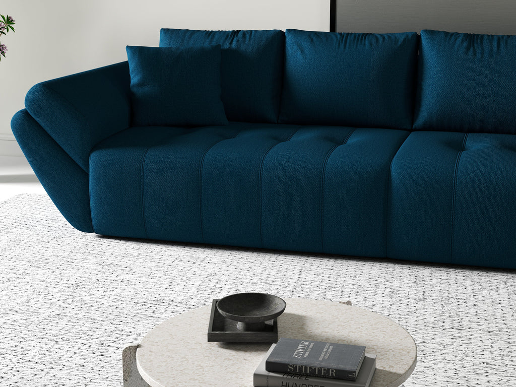 Canapea extensibilă dumonde cu ladă de depozitare si sezut confortabil din spuma high-density, Berlin Enjoy Petrol 300x100 cm
