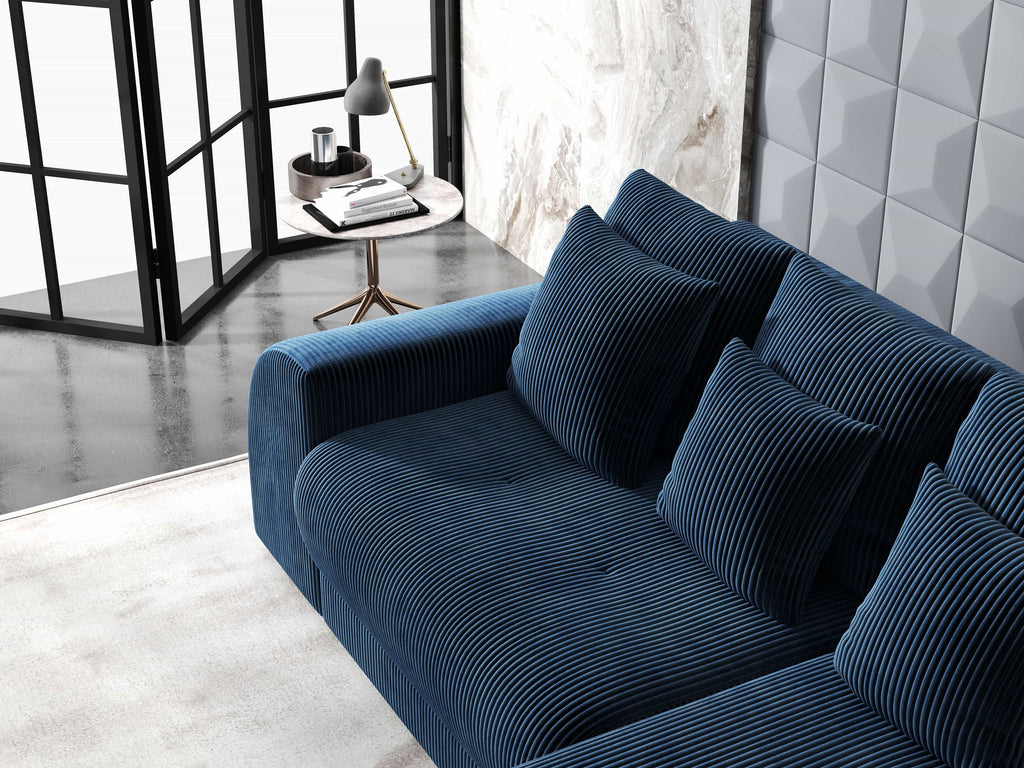 Colțar extensibil dumonde cu ladă de depozitare si sezut confortabil din spuma high-density, Verona Zoom Albastru II 290x185 cm