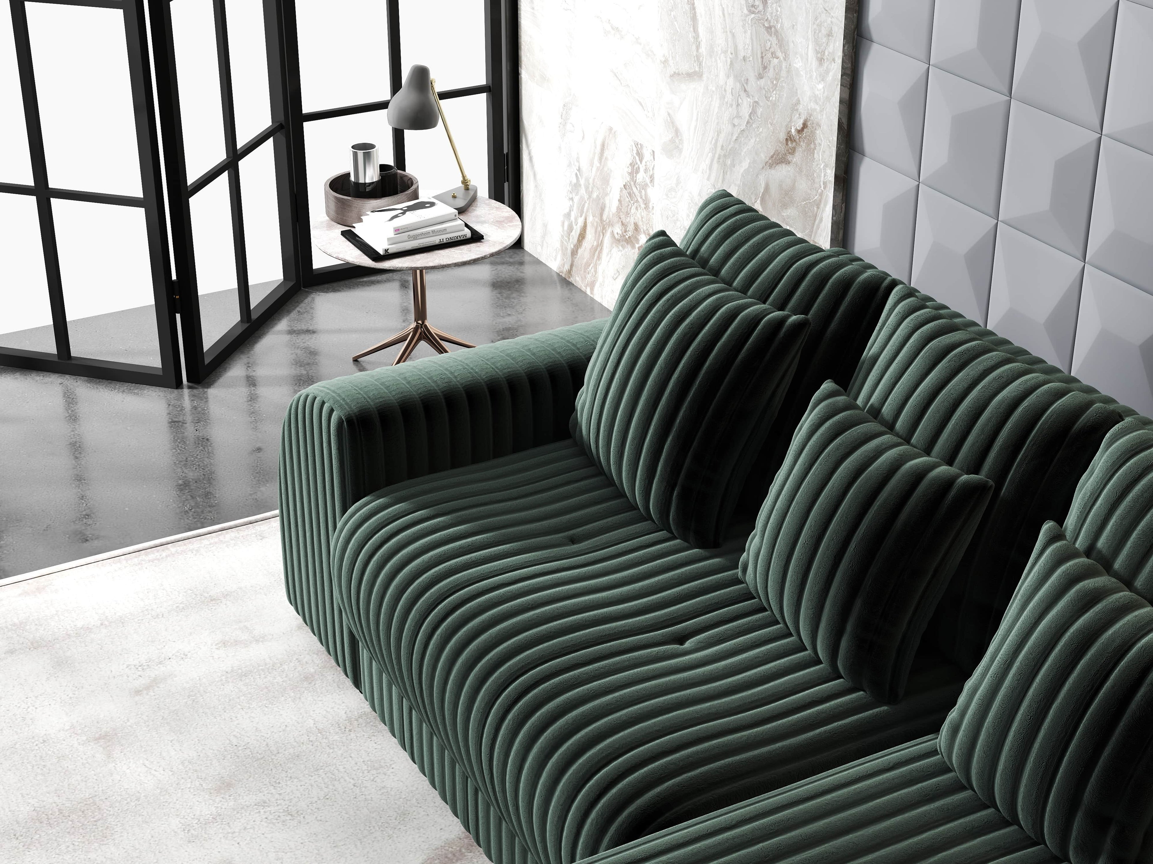 Colțar extensibil dumonde cu ladă de depozitare si sezut confortabil din spuma high-density, Verona Ambience Verde II 290x185 cm