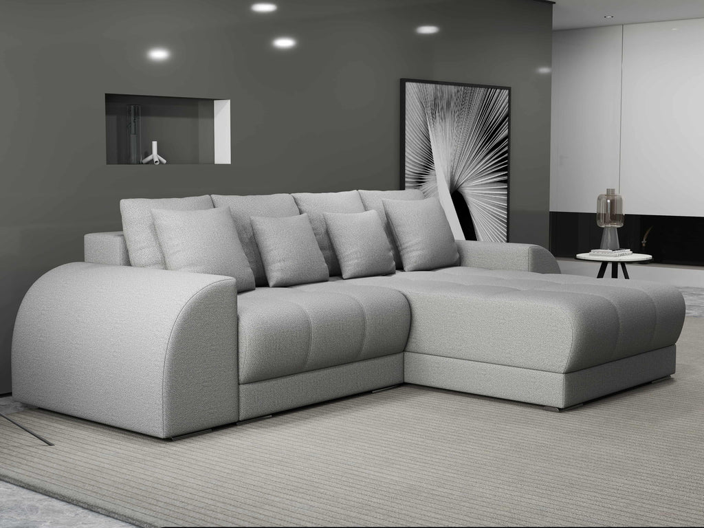 Colțar extensibil dumonde cu ladă de depozitare si sezut confortabil din spuma high-density, Verona Enjoy Gri II 290x185 cm