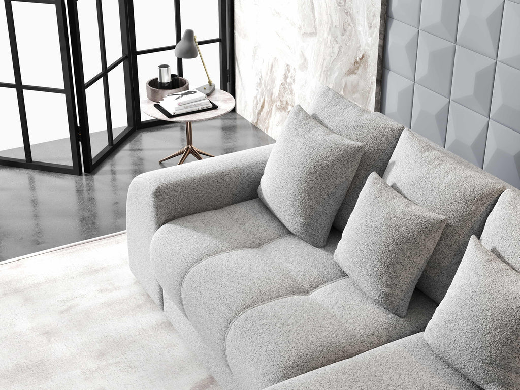 Colțar extensibil dumonde cu ladă de depozitare si sezut confortabil din spuma high-density, Verona Euphoria Dove II 290x185 cm