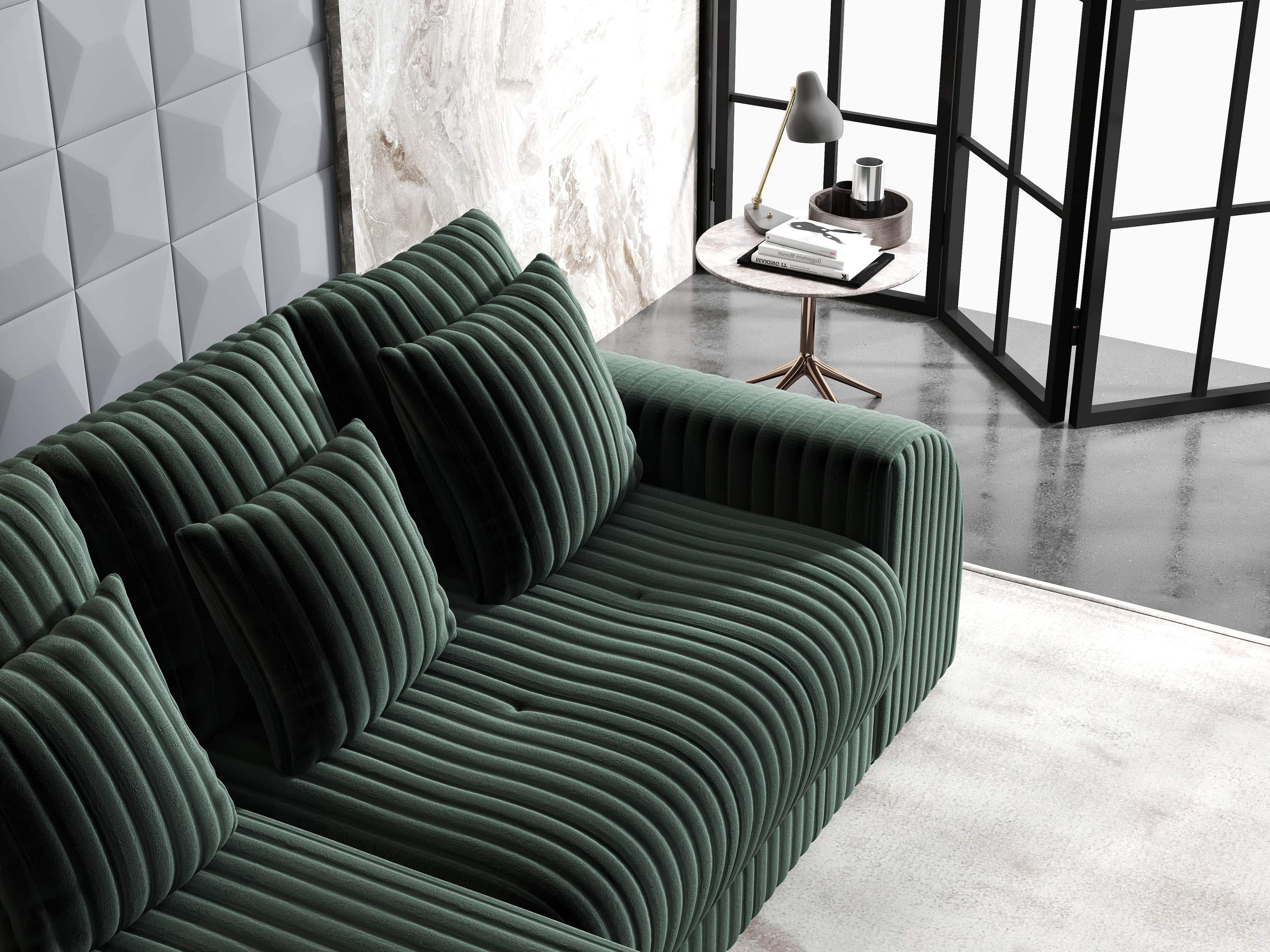 Colțar extensibil dumonde cu ladă de depozitare si sezut confortabil din spuma high-density, Verona Ambience Verde 290x185 cm