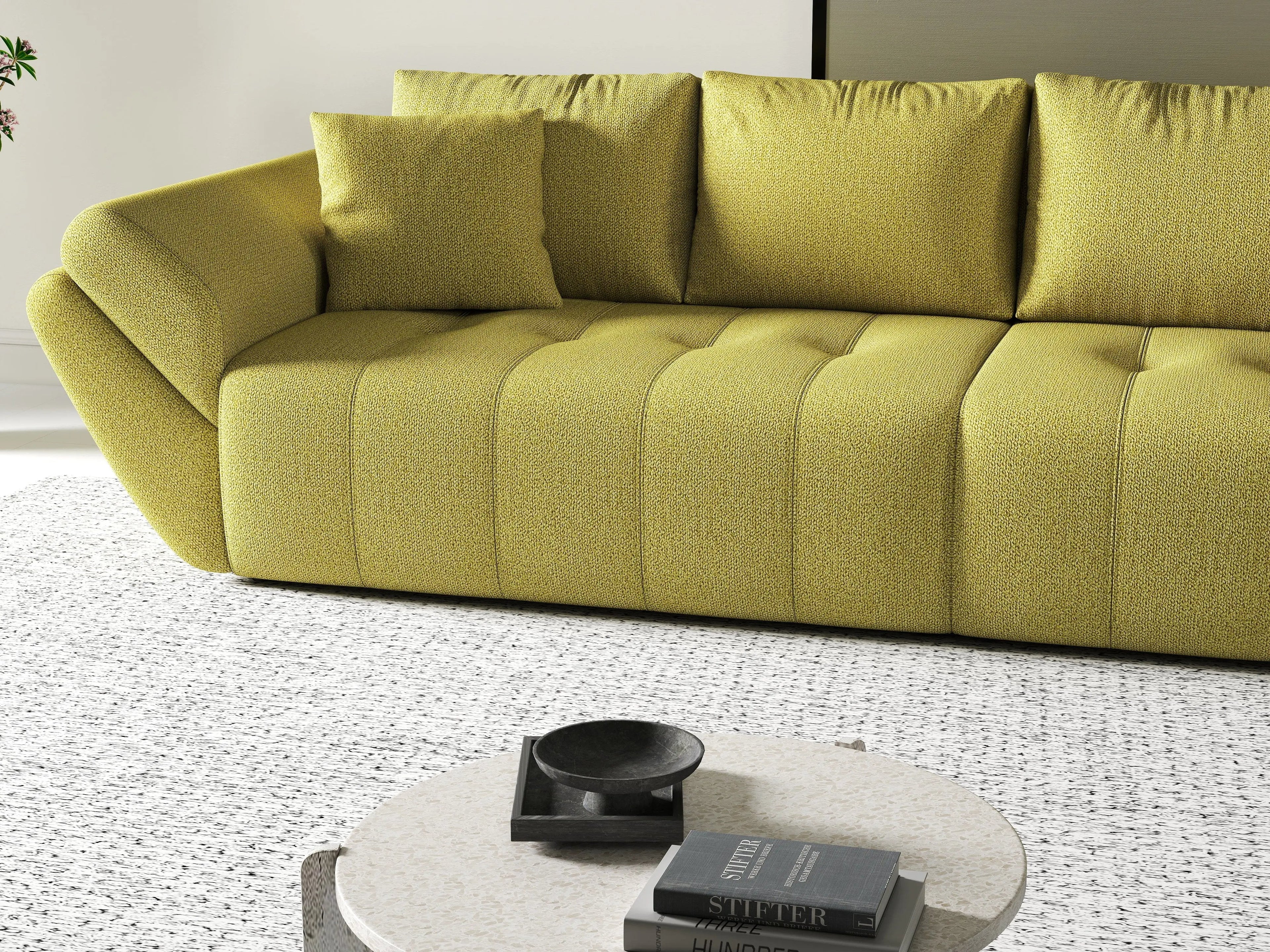 Canapea extensibilă dumonde cu ladă de depozitare si sezut confortabil din spuma high-density, Berlin Enjoy Green 300x100 cm