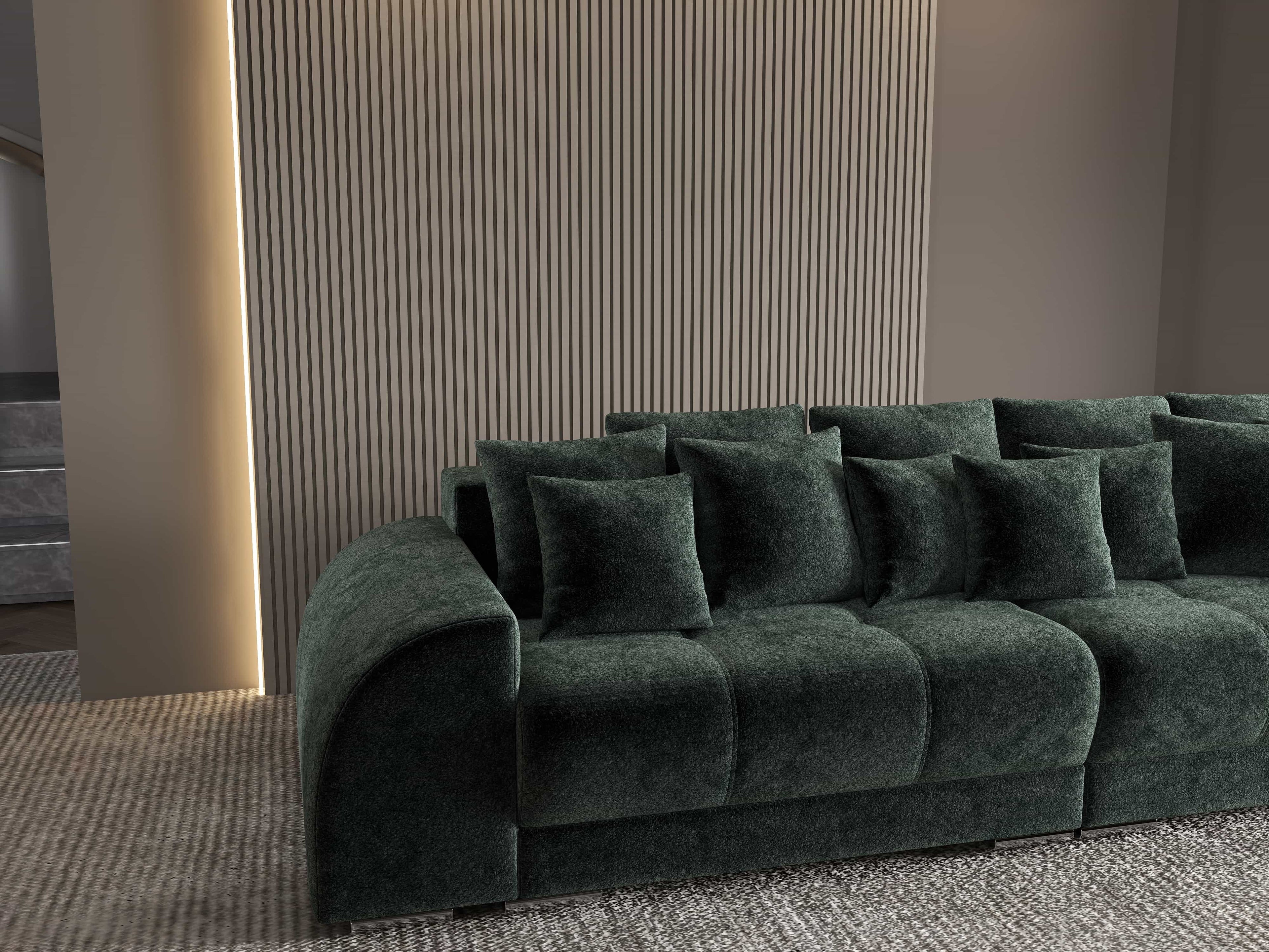 Canapea extensibilă dumonde cu 2 lăzi de depozitare si sezut confortabil din spuma high-density, Verona Euphoria Green 310x100 cm