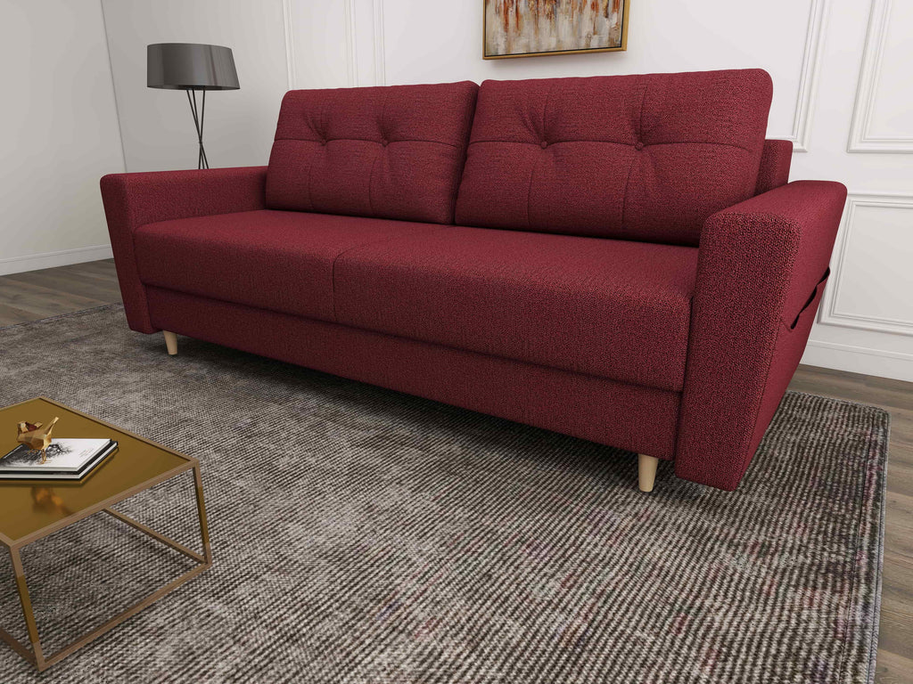 Canapea extensibilă dumonde cu ladă de depozitare si sezut confortabil din spuma high-density, Summer Enjoy Rosu 225x100 cm