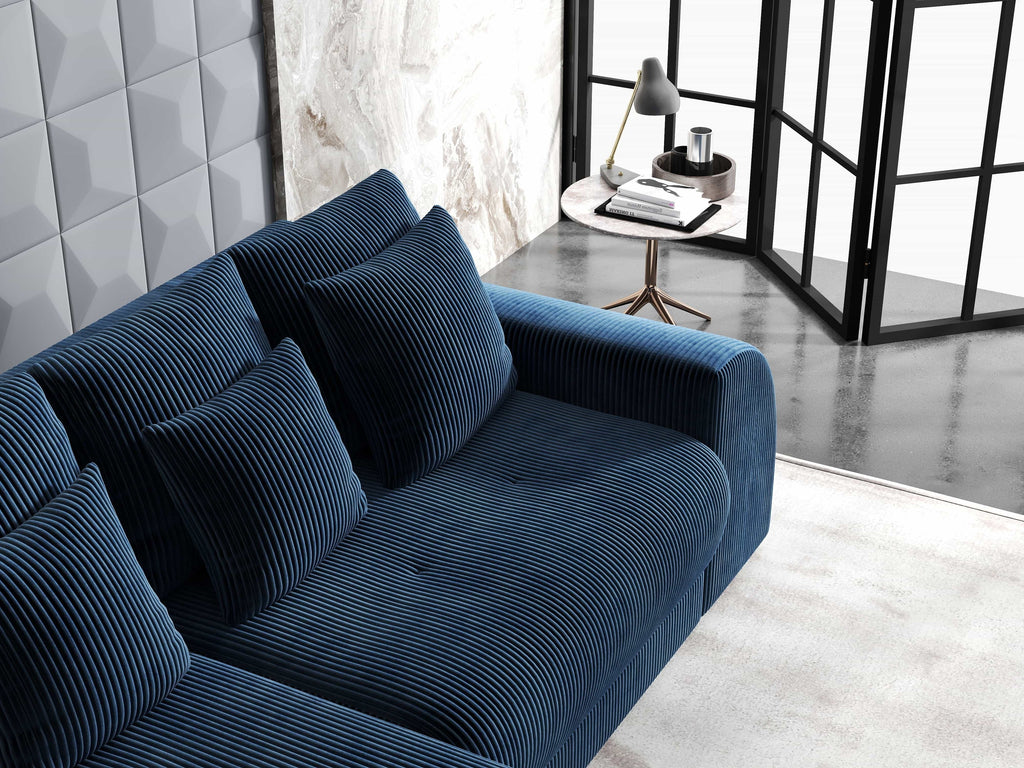 Colțar extensibil dumonde cu ladă de depozitare si sezut confortabil din spuma high-density, Verona Zoom Albastru 290x185 cm