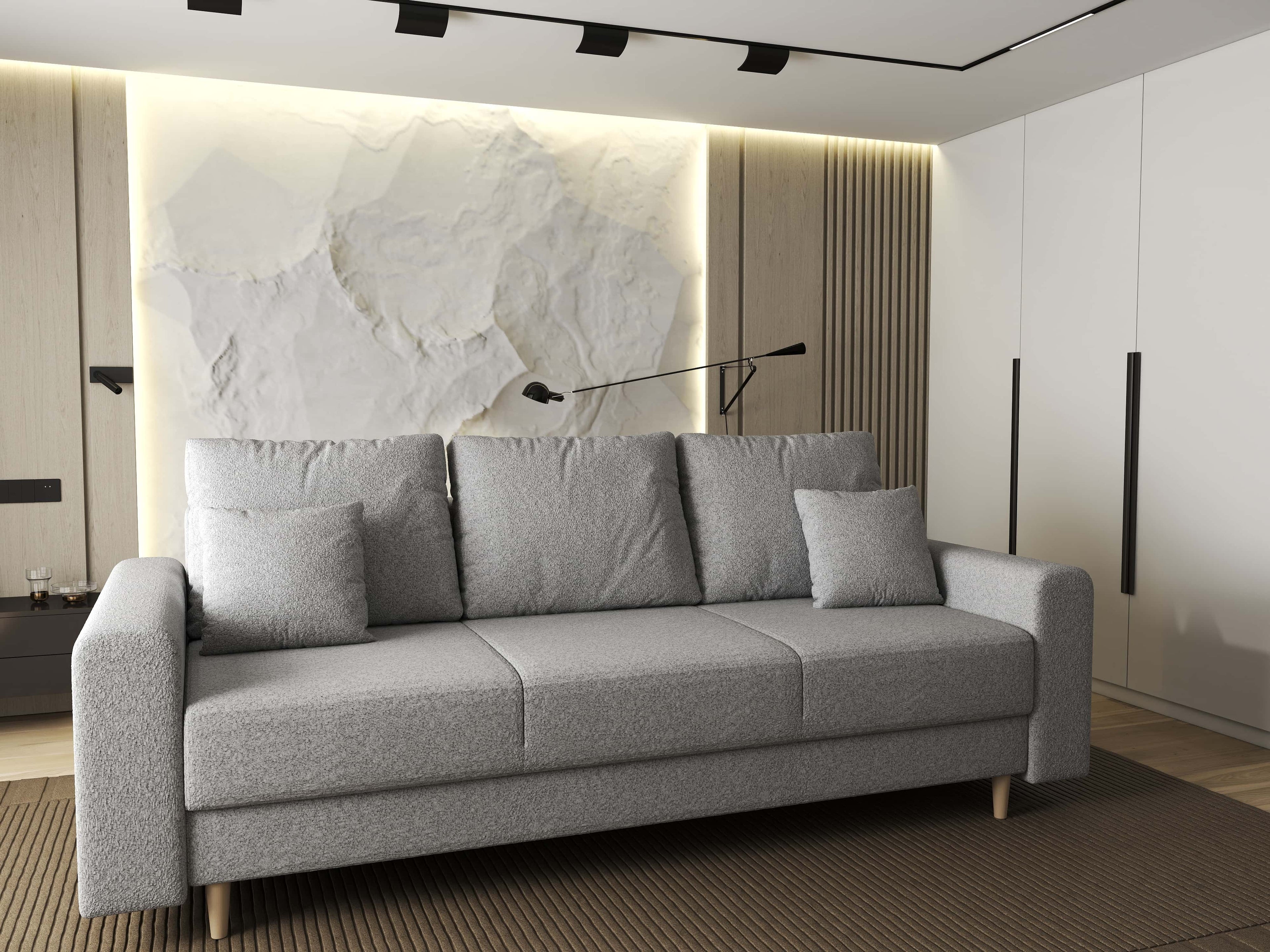 Canapea extensibilă dumonde cu ladă de depozitare si sezut confortabil din spuma high-density, Kronos Euphoria Dove 210x100 cm