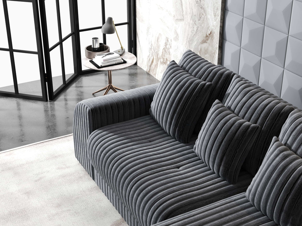 Colțar extensibil dumonde cu ladă de depozitare si sezut confortabil din spuma high-density, Verona Ambience Gri II 290x185 cm